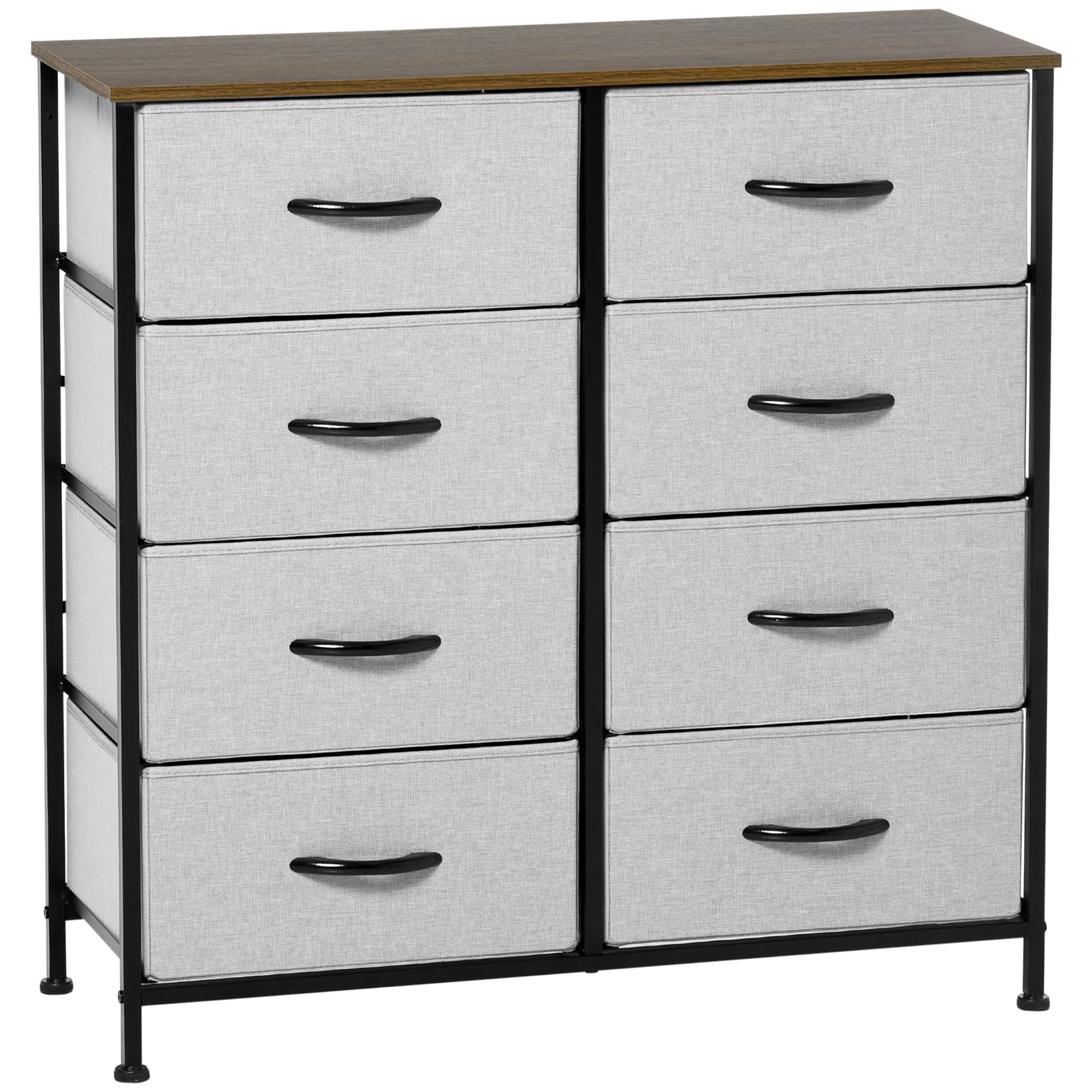HOMCOM Dresser Fabric Drawers w/ 8 Linen-Feel Foldable Drawers & Metal Frame for Storage in Dining & Living Room, Bedroom, Grey | Aosom UK