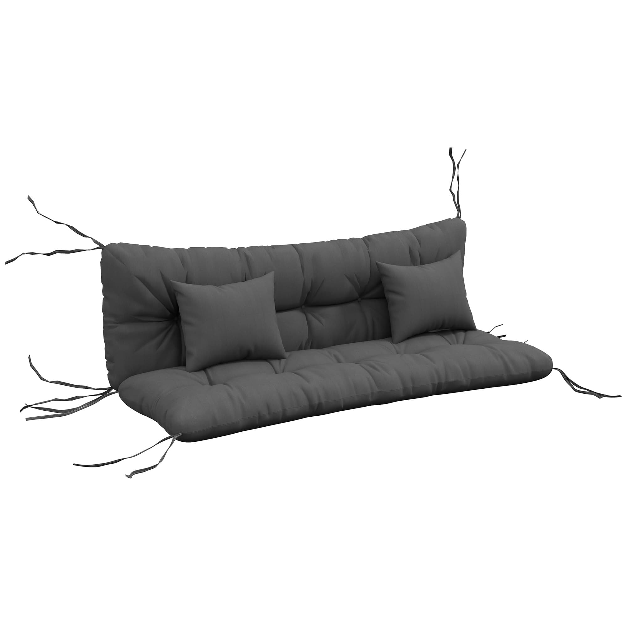 Outsunny Patio Chair Cushion Refresh: 4-Piece Set with Back & Seat Pads, 2 Pillows, Ties, Charcoal Grey Hue | Aosom UK