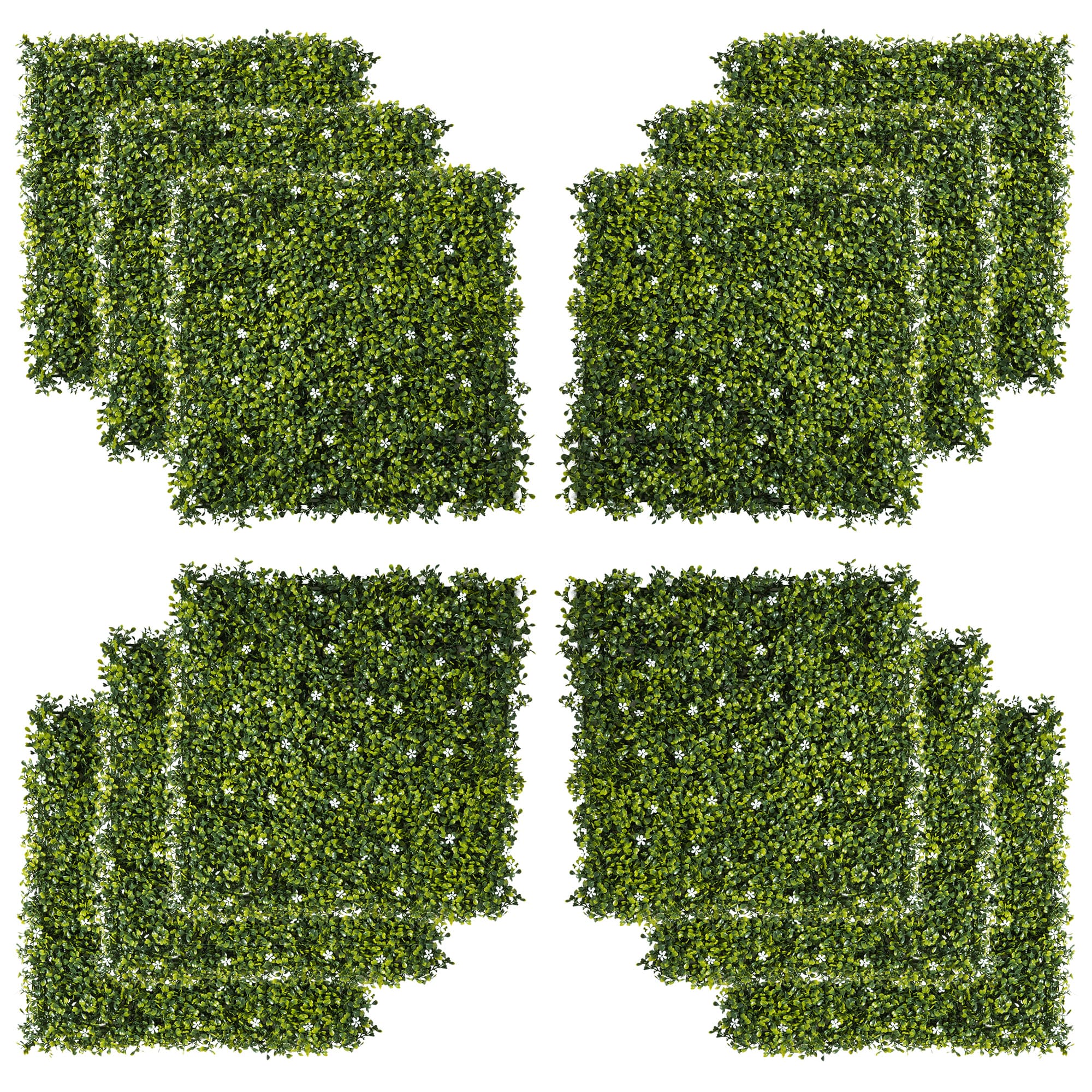 Outsunny 12PCS Artificial Boxwood Wall Panels 50cm x 50cm Grass Privacy Fence Screen Faux Hedge Greenery Backdrop Encrypted Milan Grass