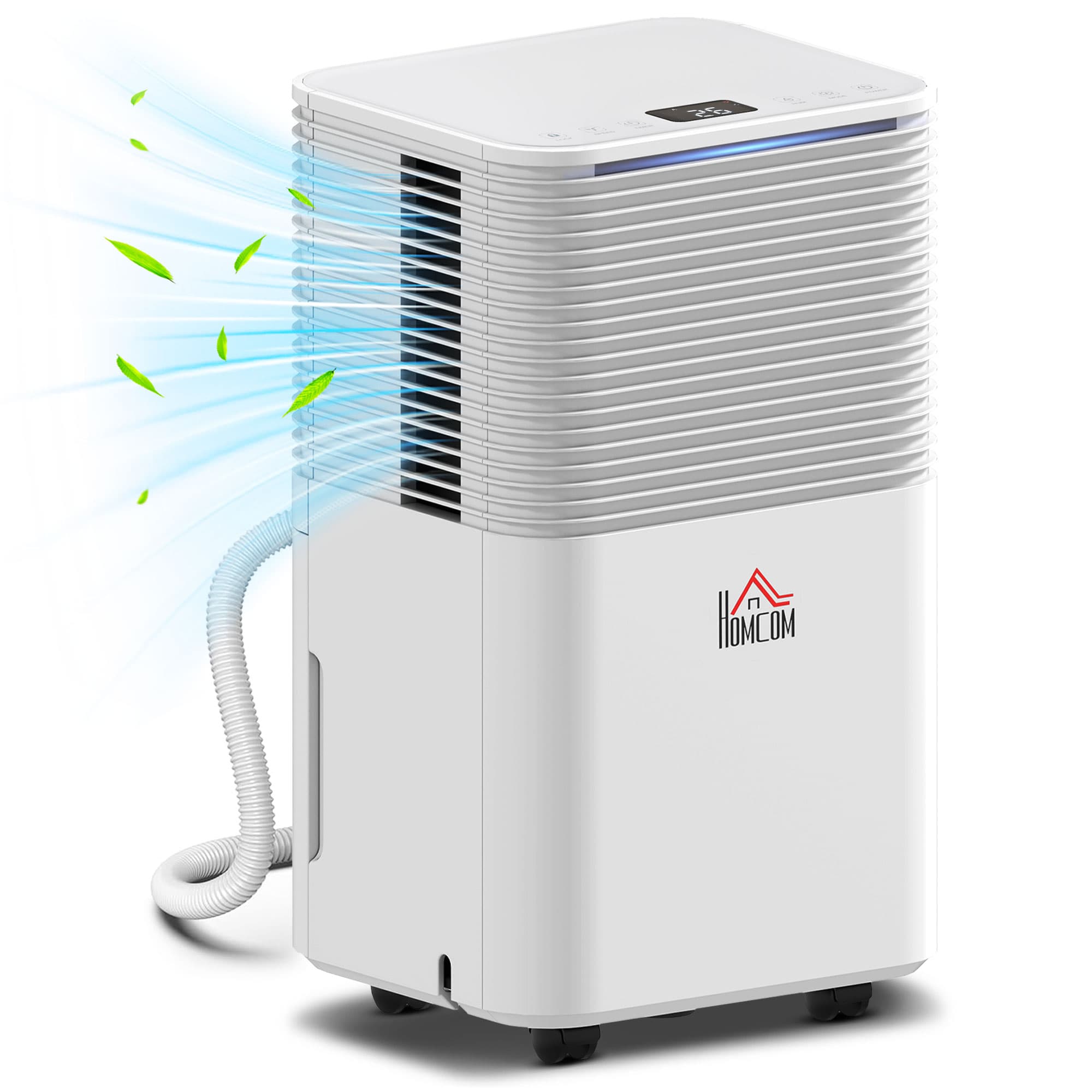 HOMCOM 12L/Day Low-Energy Dehumidifier for Home Laundry Room Bedroom, Electric Moisture Air De-Humidifier with 3 Modes, White | Aosom UK