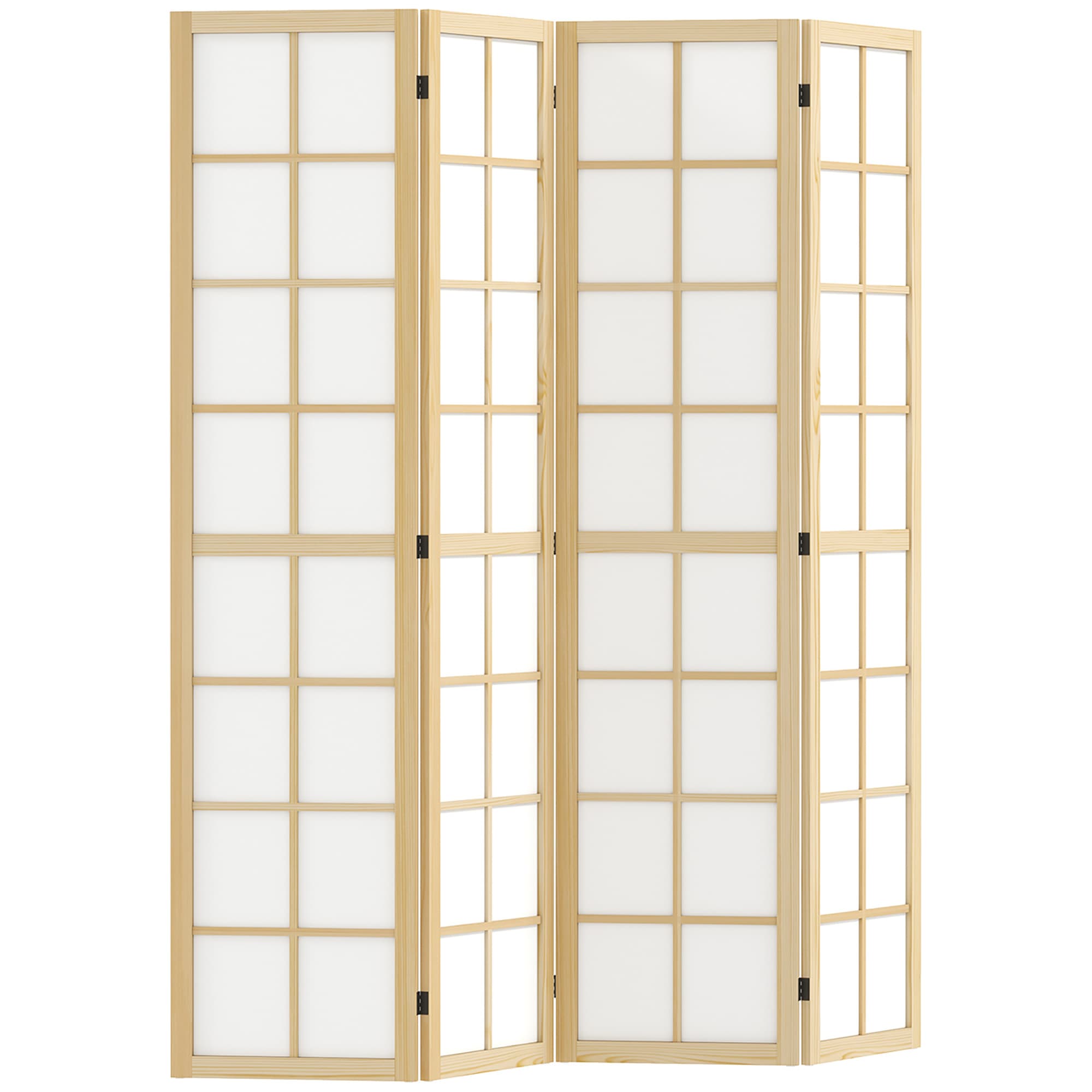 HOMCOM 4 Panel Folding Room Divider, Freestanding Room Separator, Indoor Privacy Screen for Living Room, Bedroom, 160 x 170cm