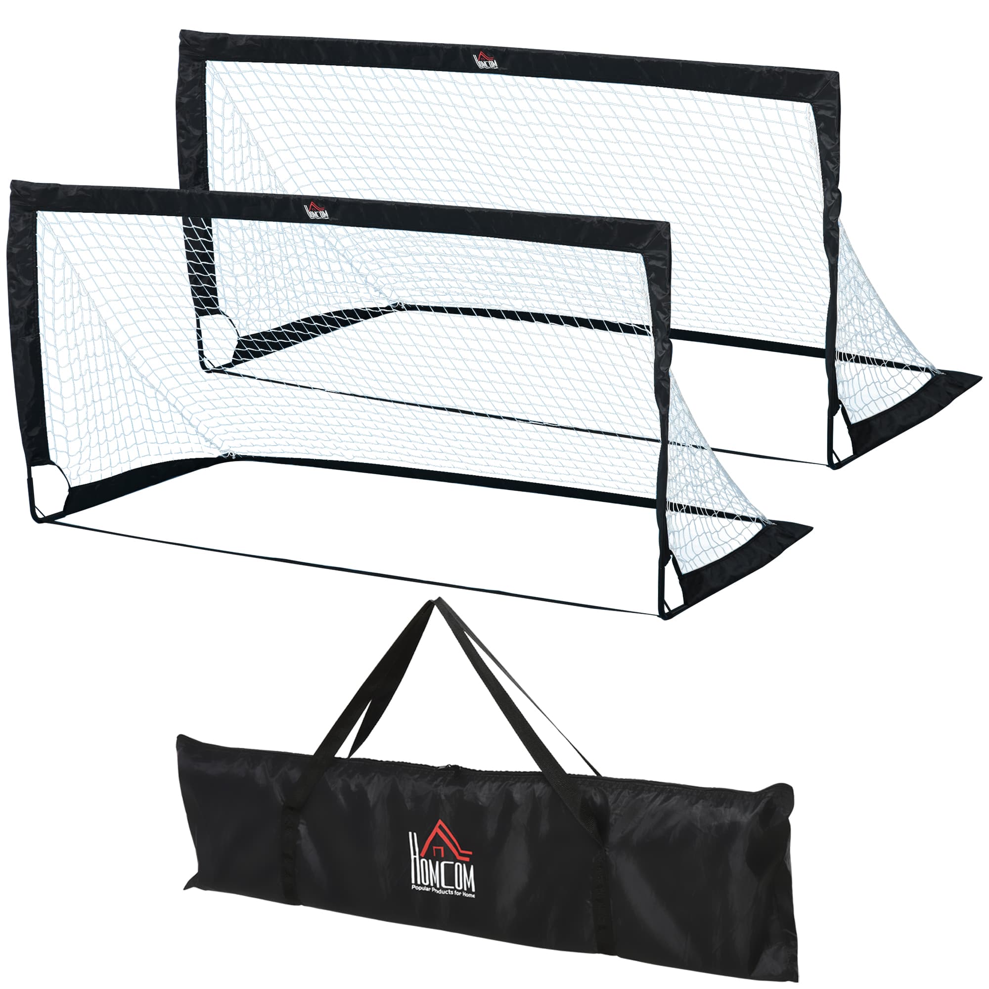 HOMCOM Steel Frame Weather Resistant Football Goal Sports Black | Aosom UK