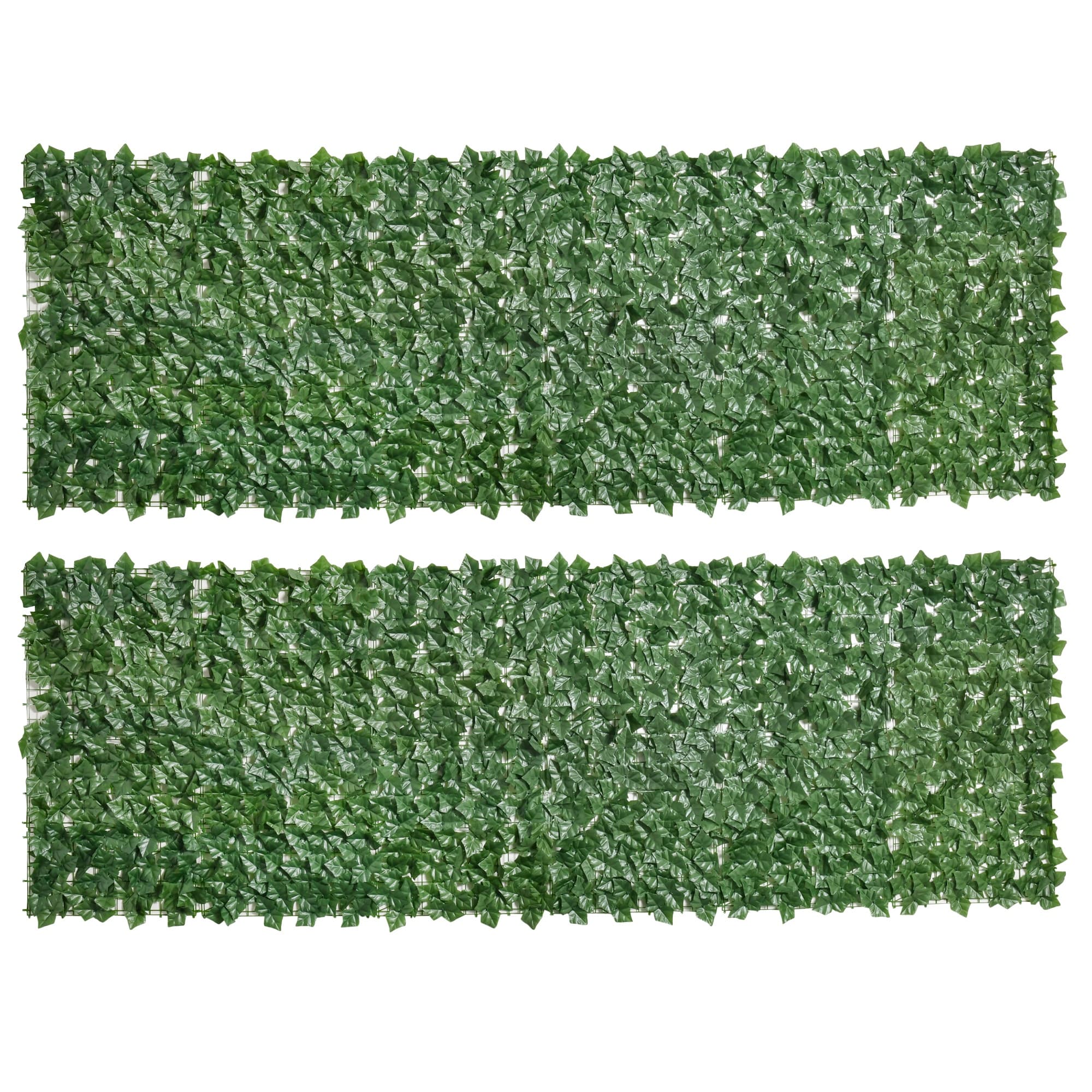 Outsunny 2-Piece Artificial Leaf Hedge Screen Privacy Fence Panel for Garden Outdoor Indoor Decor, Dark Green, 3M x 1M | Aosom UK