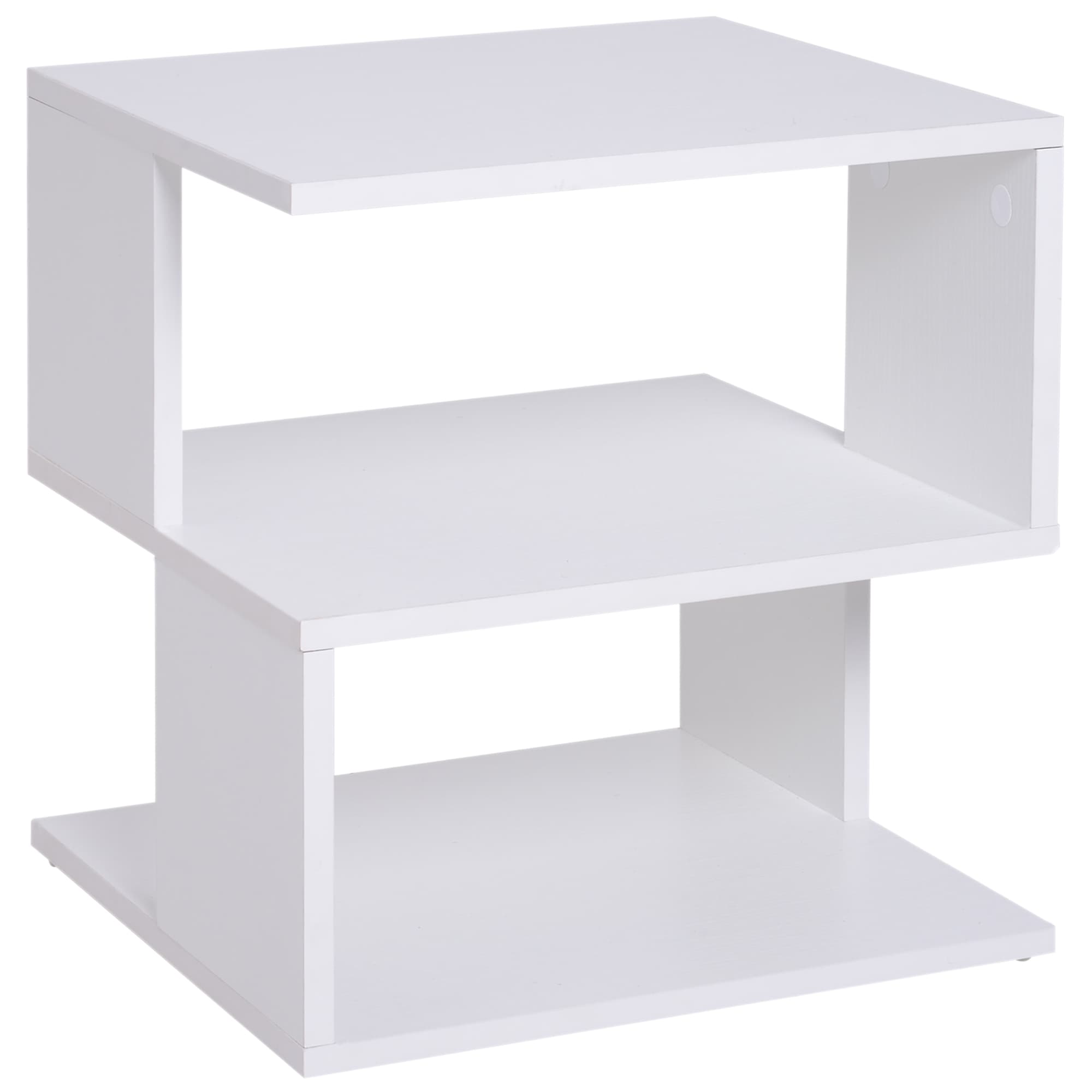 HOMCOM Modern Coffee Table, Square 2-Tier Design with Storage Shelf, for Living Room, White | Aosom UK