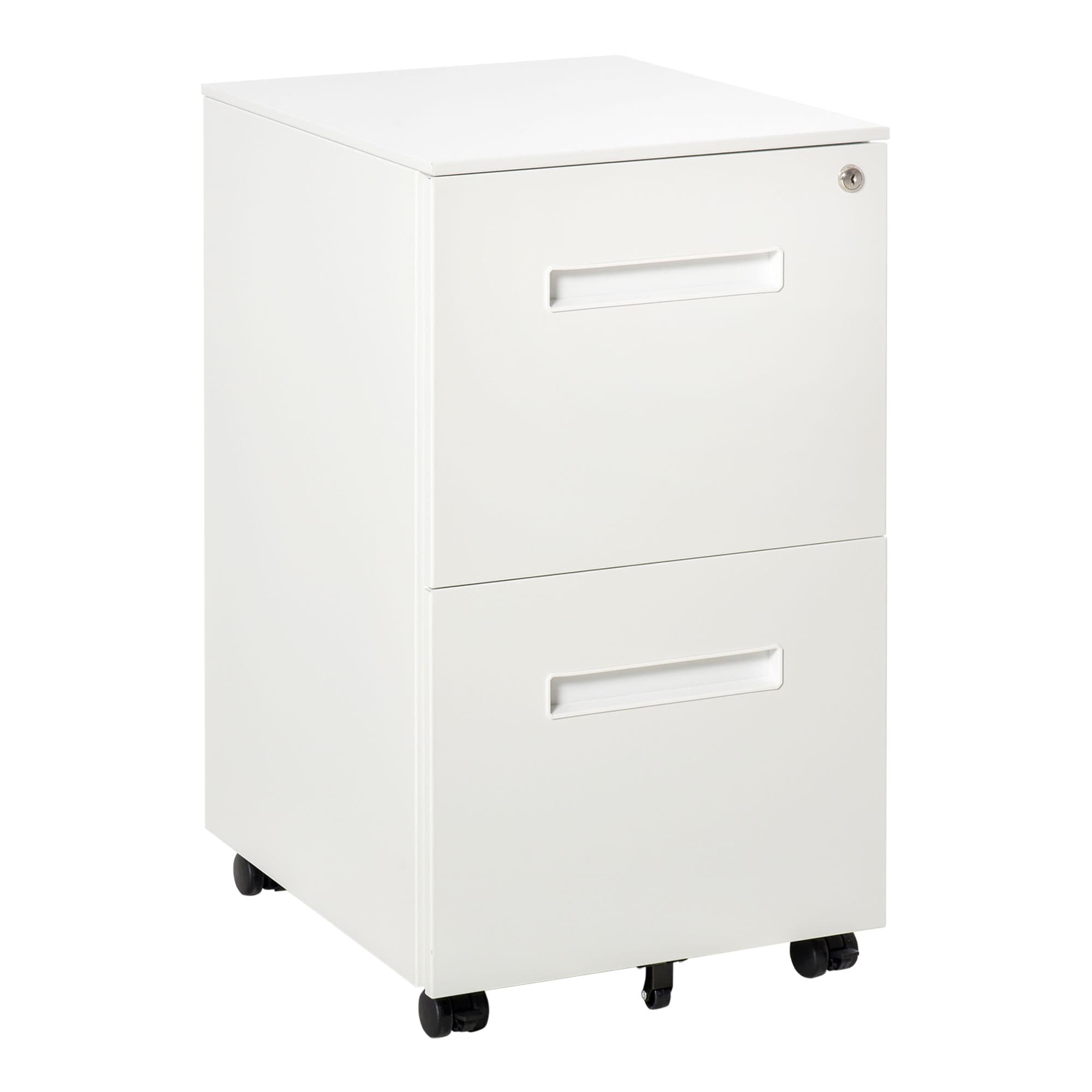 Vinsetto Mobile File Cabinet Vertical Home Office Organizer Filing Furniture with Adjustable Partition for A4 Letter Size, Lockable White | Aosom UK