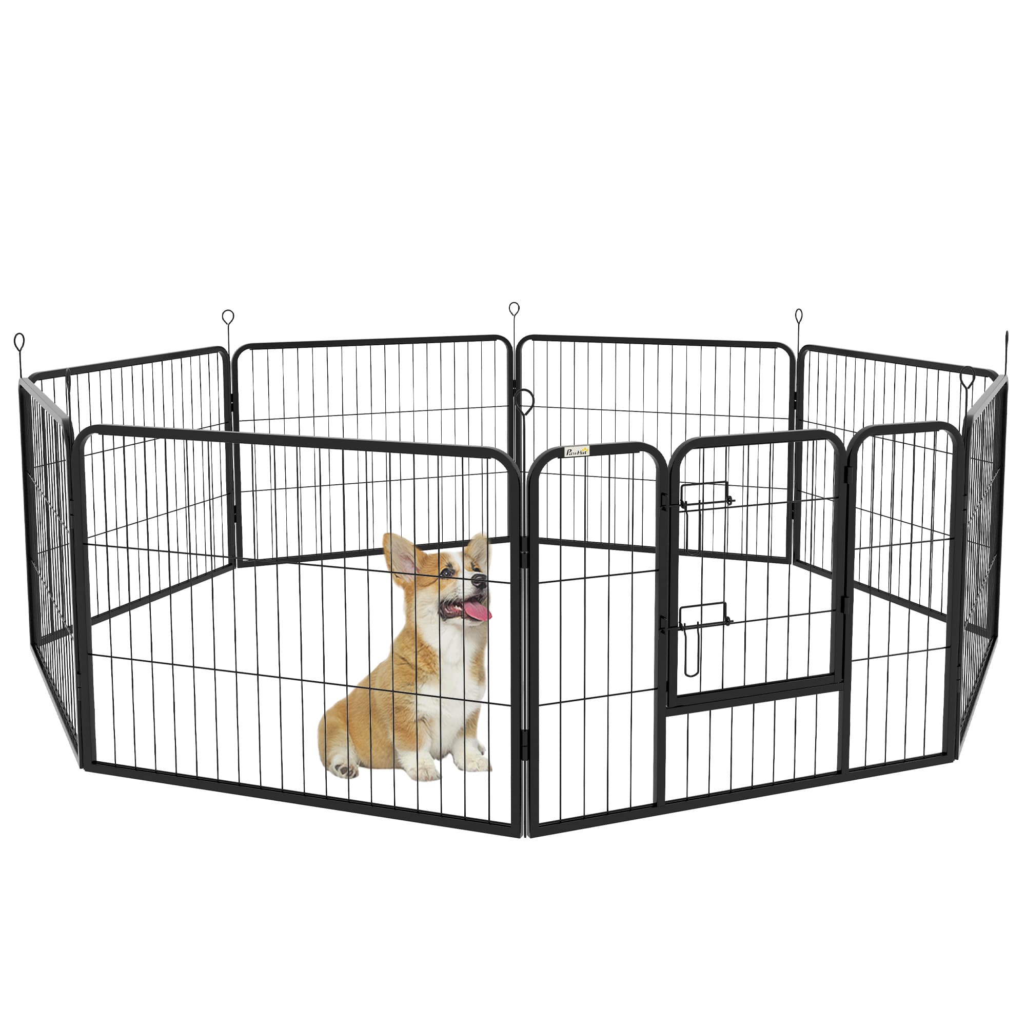 PawHut Heavy-Duty Dog Playpen, 8 Panel Steel Pet Exercise Pen, Foldable and Portable, Black