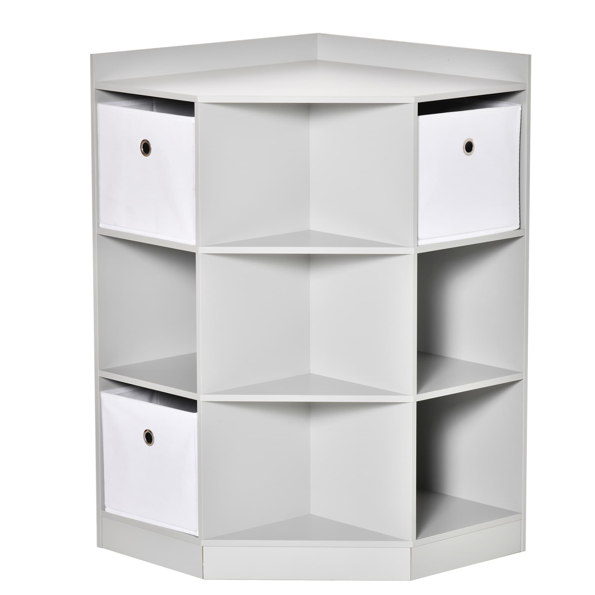 HOMCOM Kids Storage Cabinet Corner Toy Storage Organizer Bookcase for Children's Play Room/Bedroom w/ Anti-tipping Hardware Drawers, Grey | Aosom UK