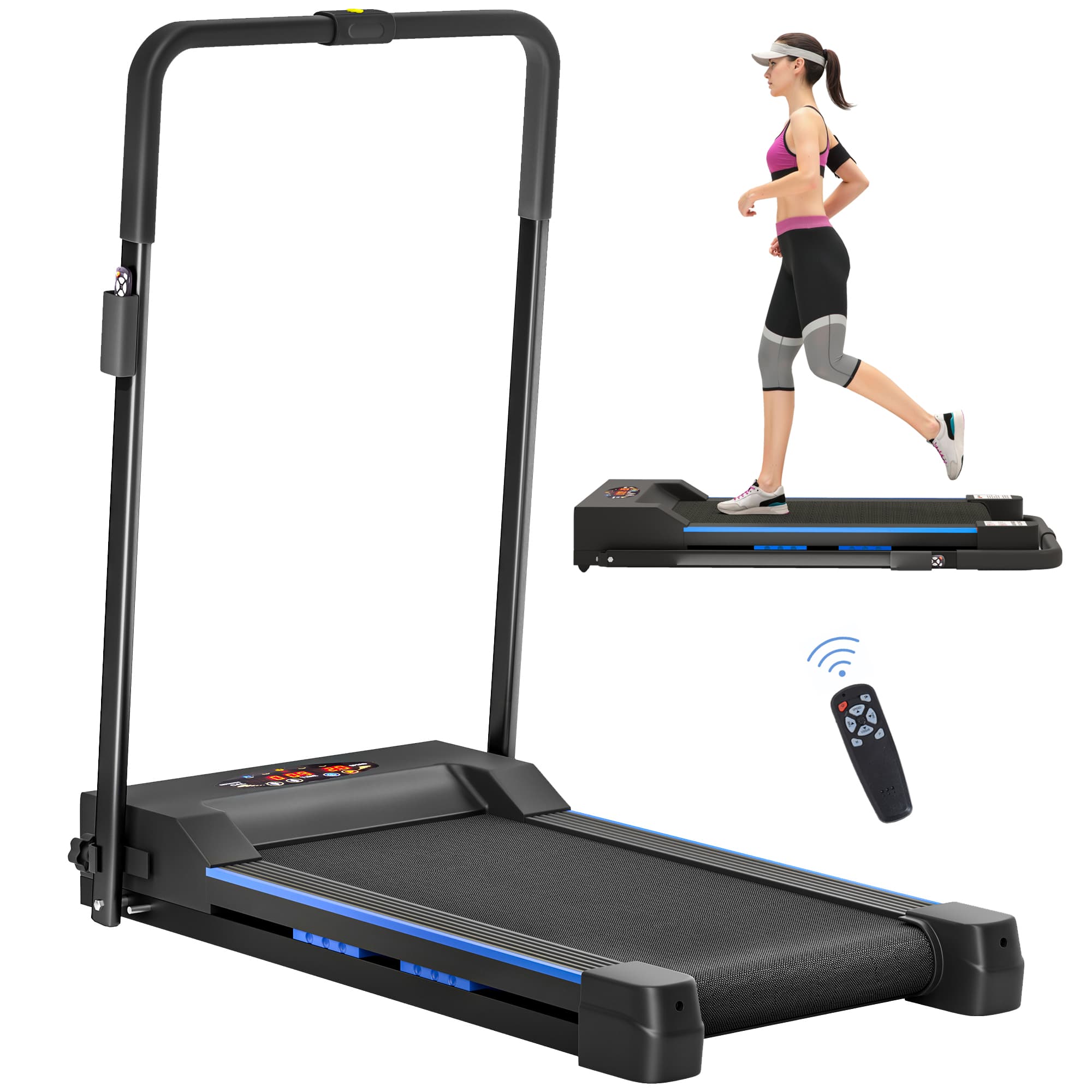 HOMCOM Walking Pad Treadmill Electrical 0,5hp Home Treadmill Walking Machine 1-6km/h Speed with LCD Monitor for Home, Office, Blue | Aosom UK