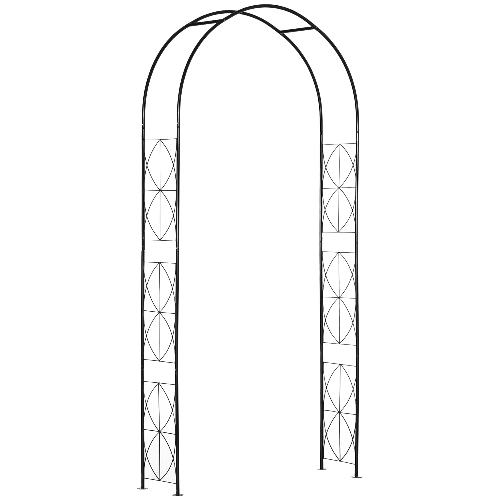 Outsunny 2.3m Wedding Arch, Vintage Style Steel Garden Patio Outdoor Arbor & Trellis Arch Support for Vines, Black | Aosom UK