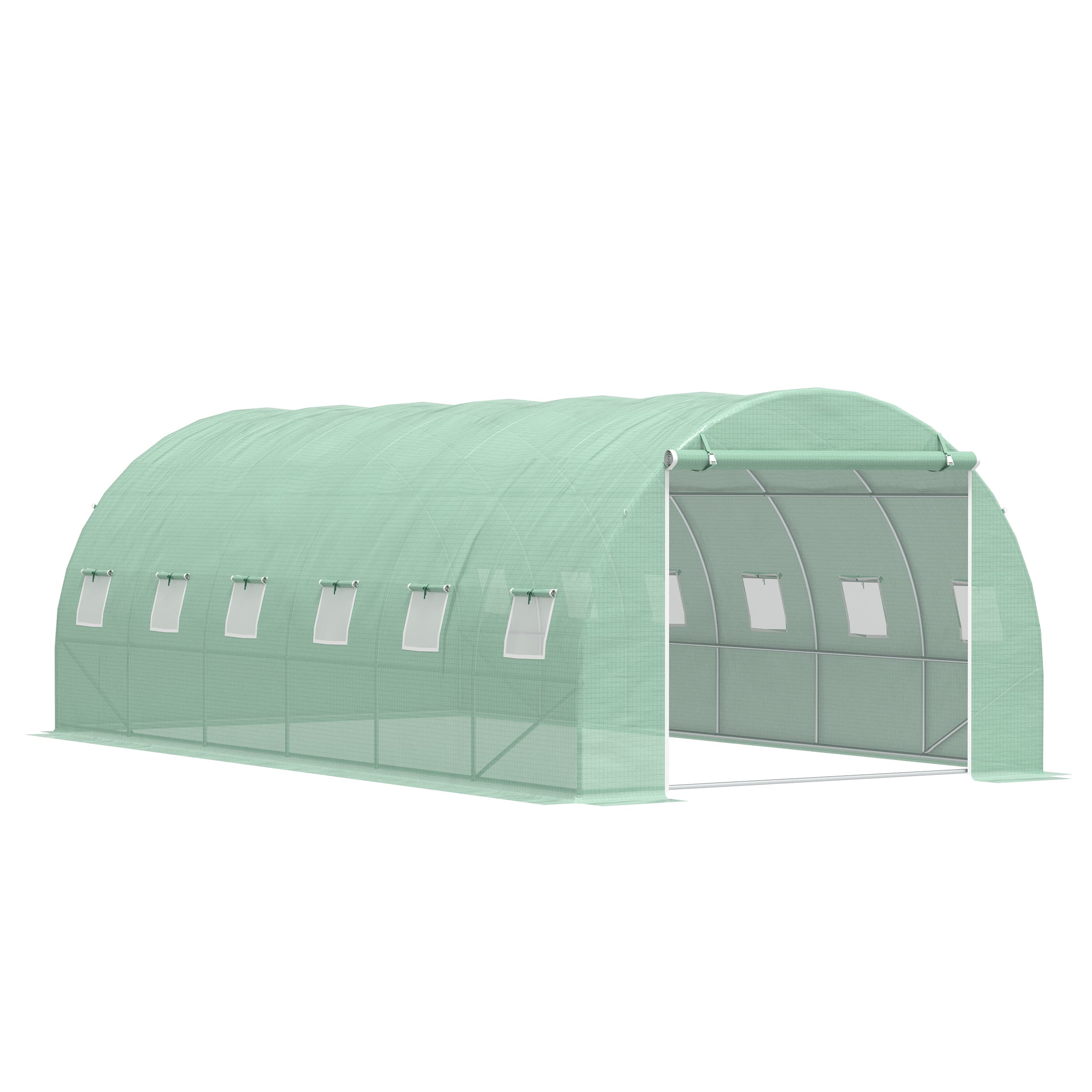 Outsunny 6 x 3 x 2 m Eco Friendly Greenhouse, Large Walk-In Greenhouse with Steel Frame and Windows, Green | Aosom UK
