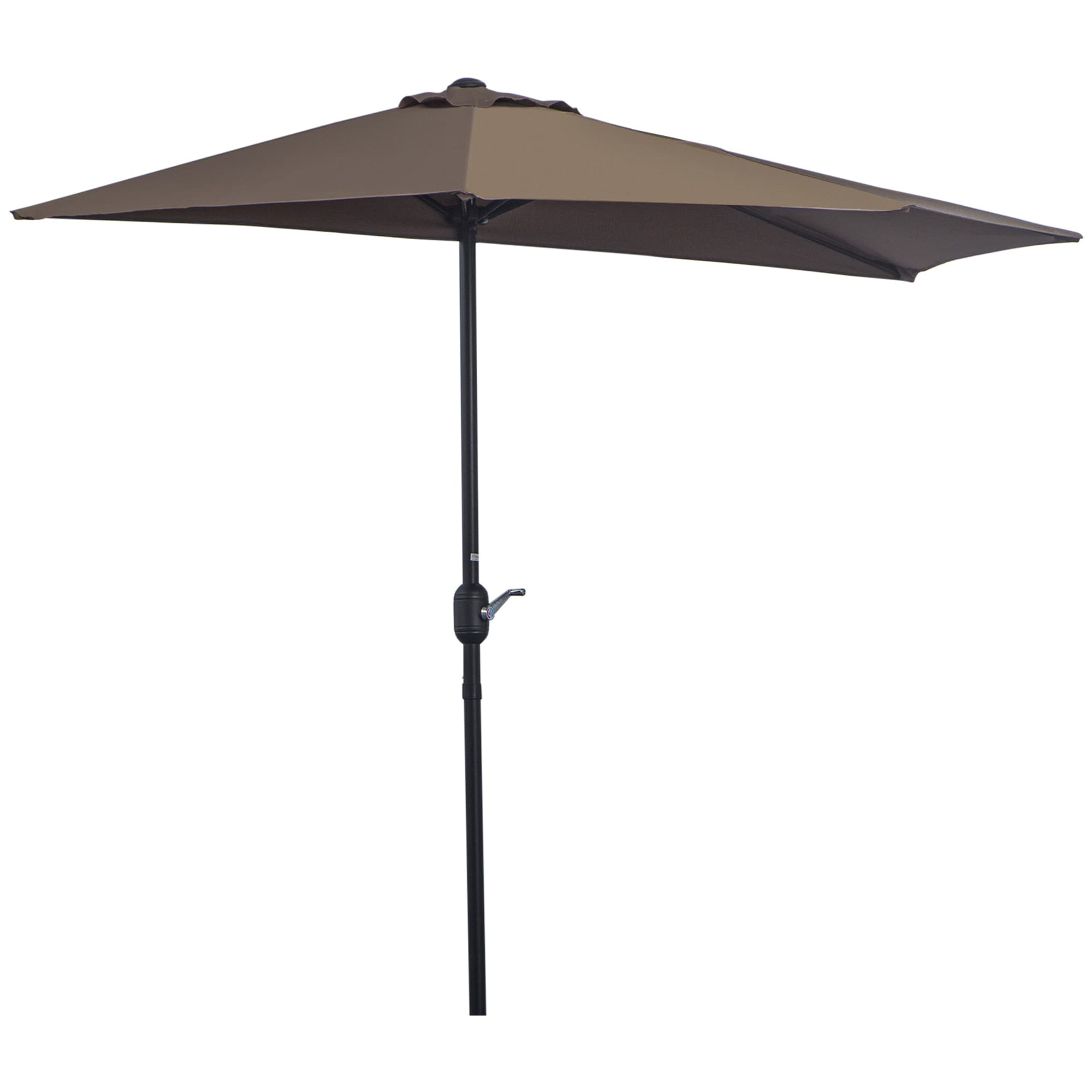 Outsunny 2.7m Balcony Half Parasol Garden Outdoor Umbrella 5 Steel Ribs - Brown | Aosom UK