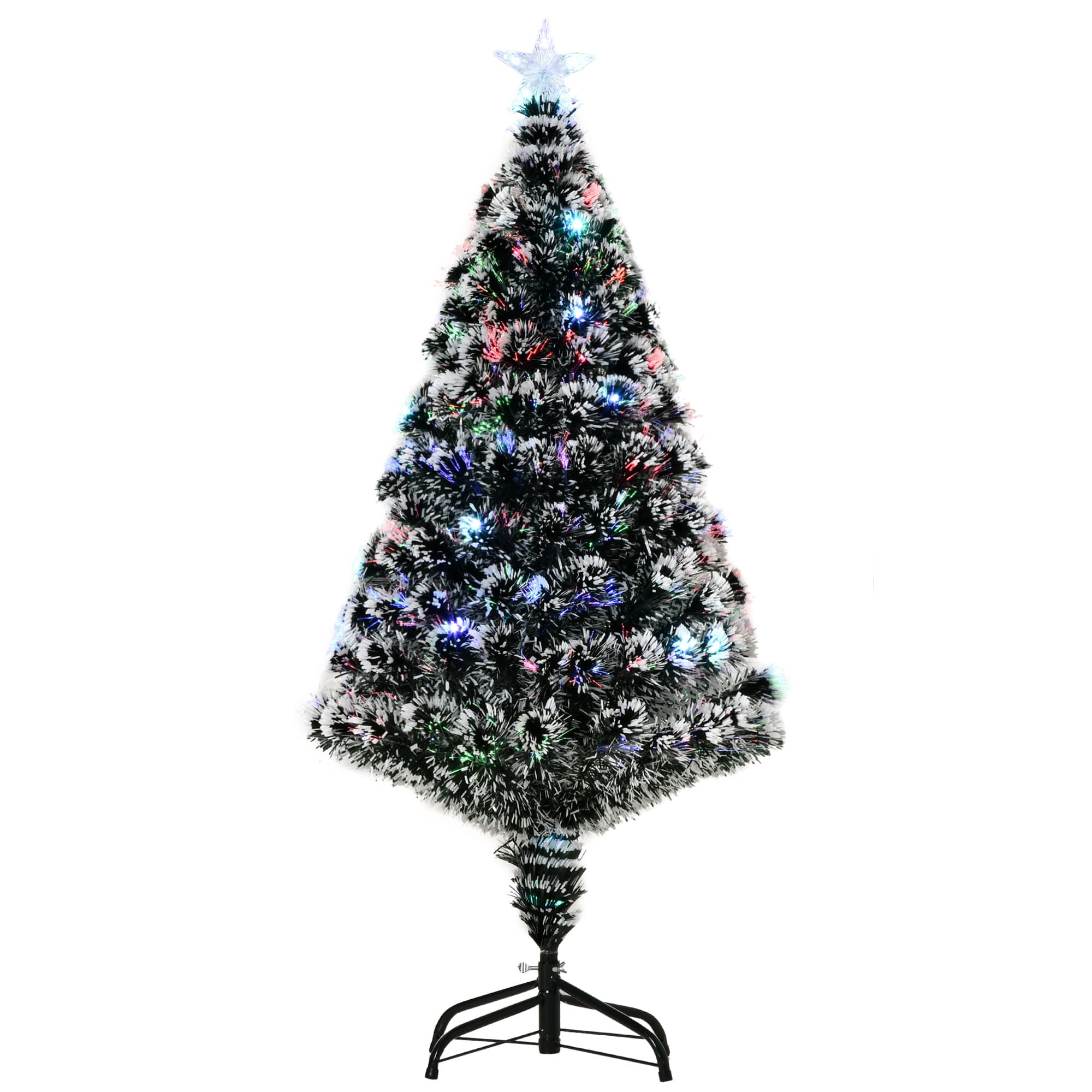 HOMCOM 4ft 120cm Green/White Artificial Christmas Tree W/ Prelit LED