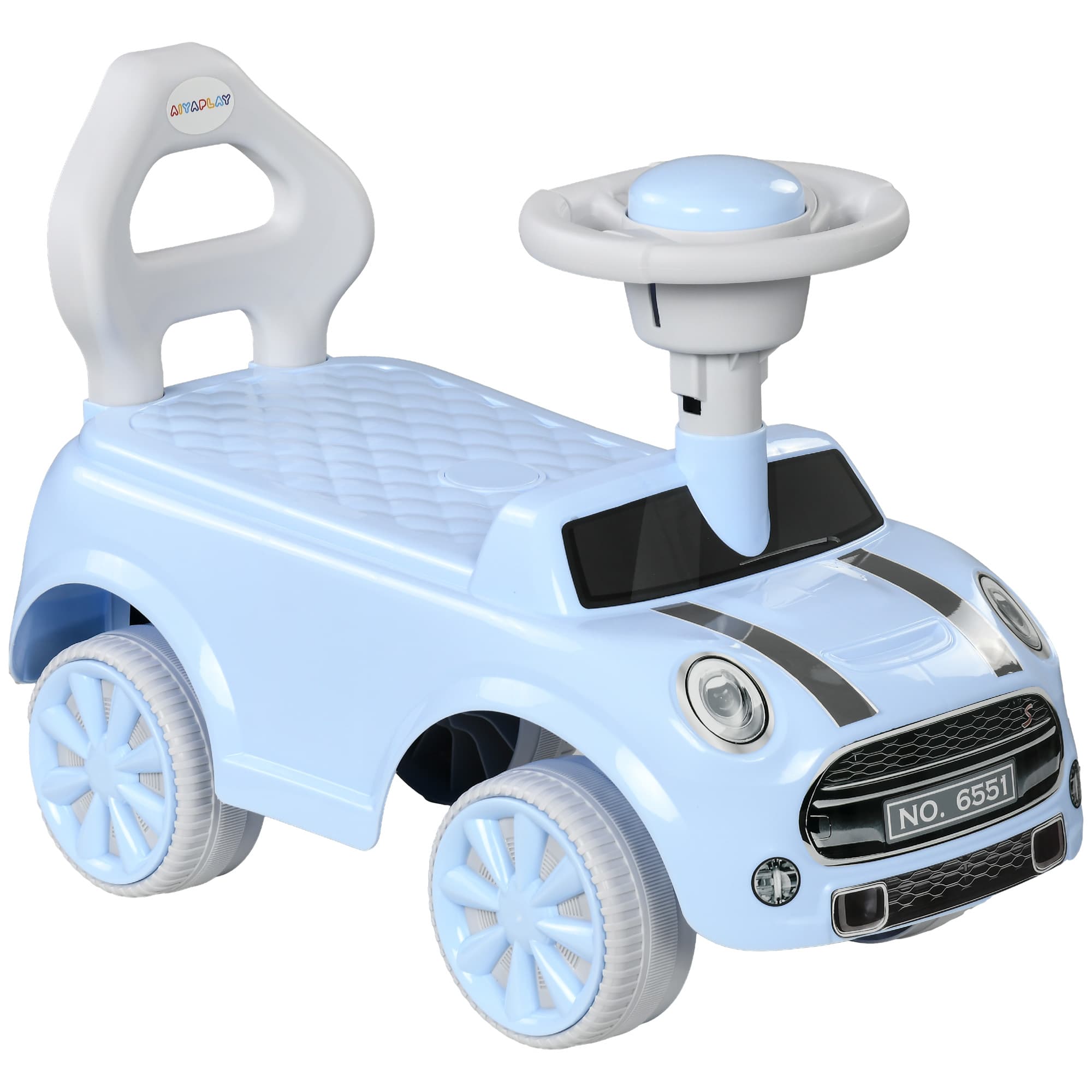 AIYAPLAY Foot To Floor Ride On Car Sliding Car w/ Air Horn, Anti-Over-Backwards, 18 to 36 Months - Light Blue | Aosom UK