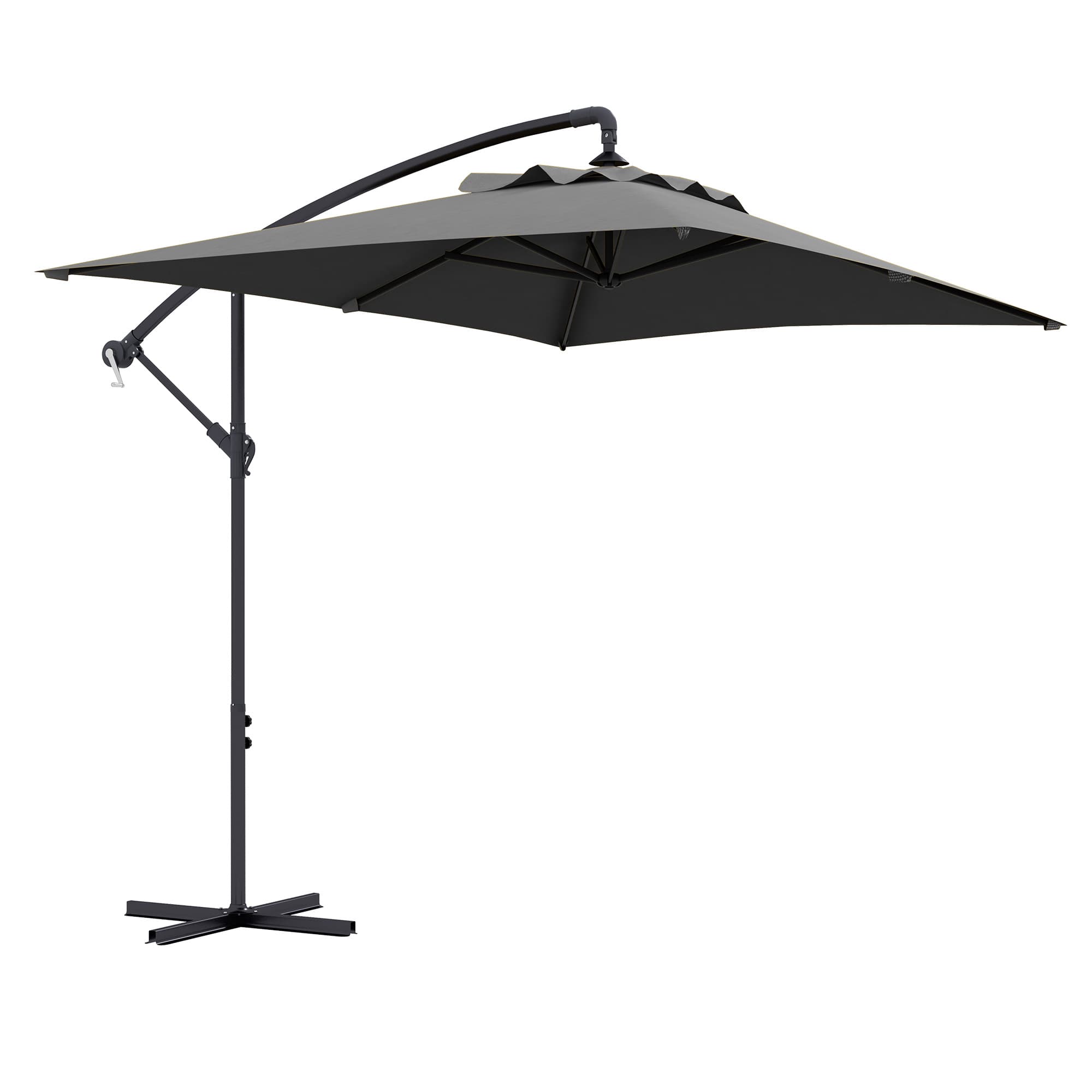 Outsunny 3x2m Cantilever Parasol with Cross Base, Banana Parasol with Crank Handle and 6 Ribs, Rectangular Hanging Patio Umbrella | Aosom UK