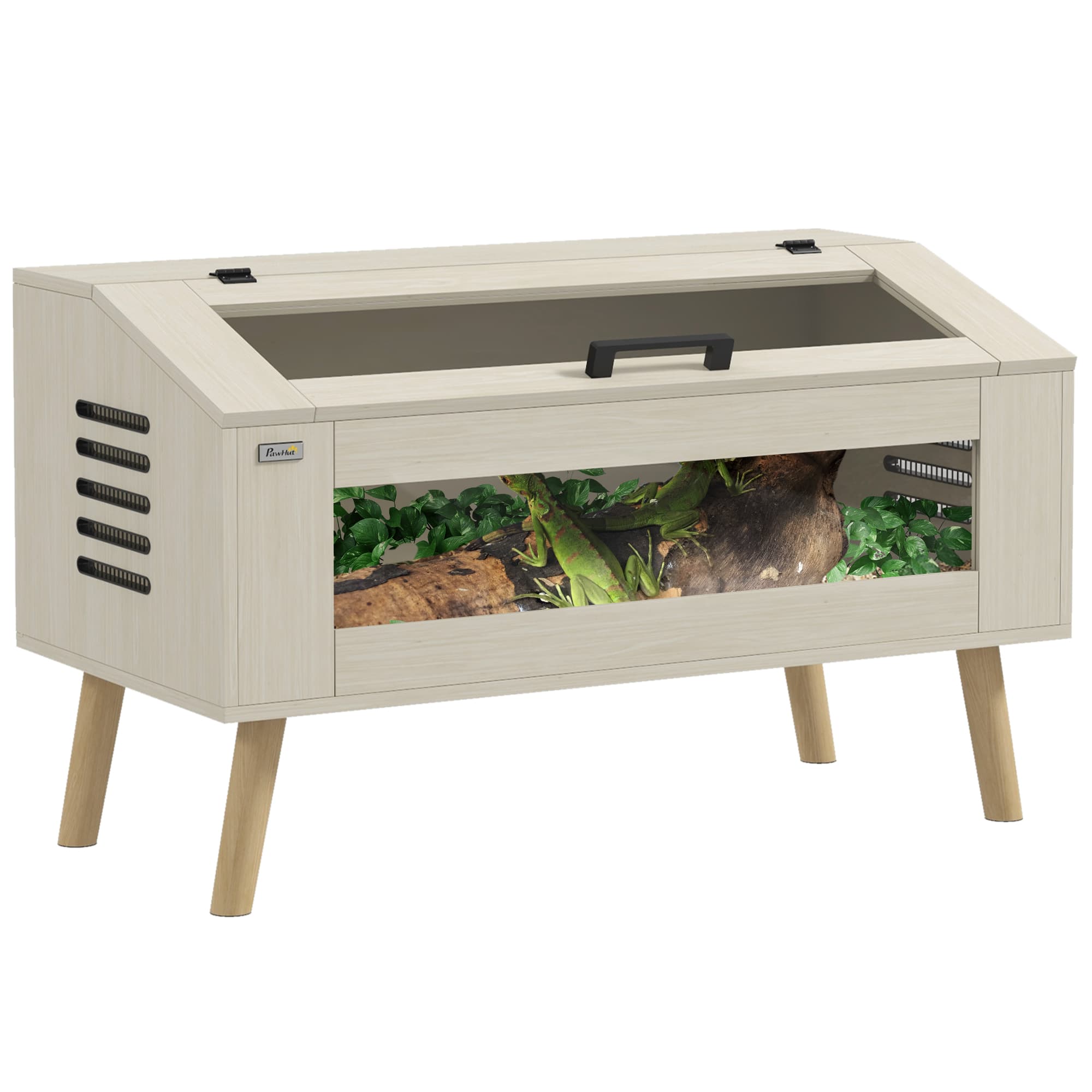 PawHut 140L Vivarium for Snakes, Lizards, Horned Frogs, Chameleons, Hamsters, Gerbils with Tempered Glass Windows | Aosom UK