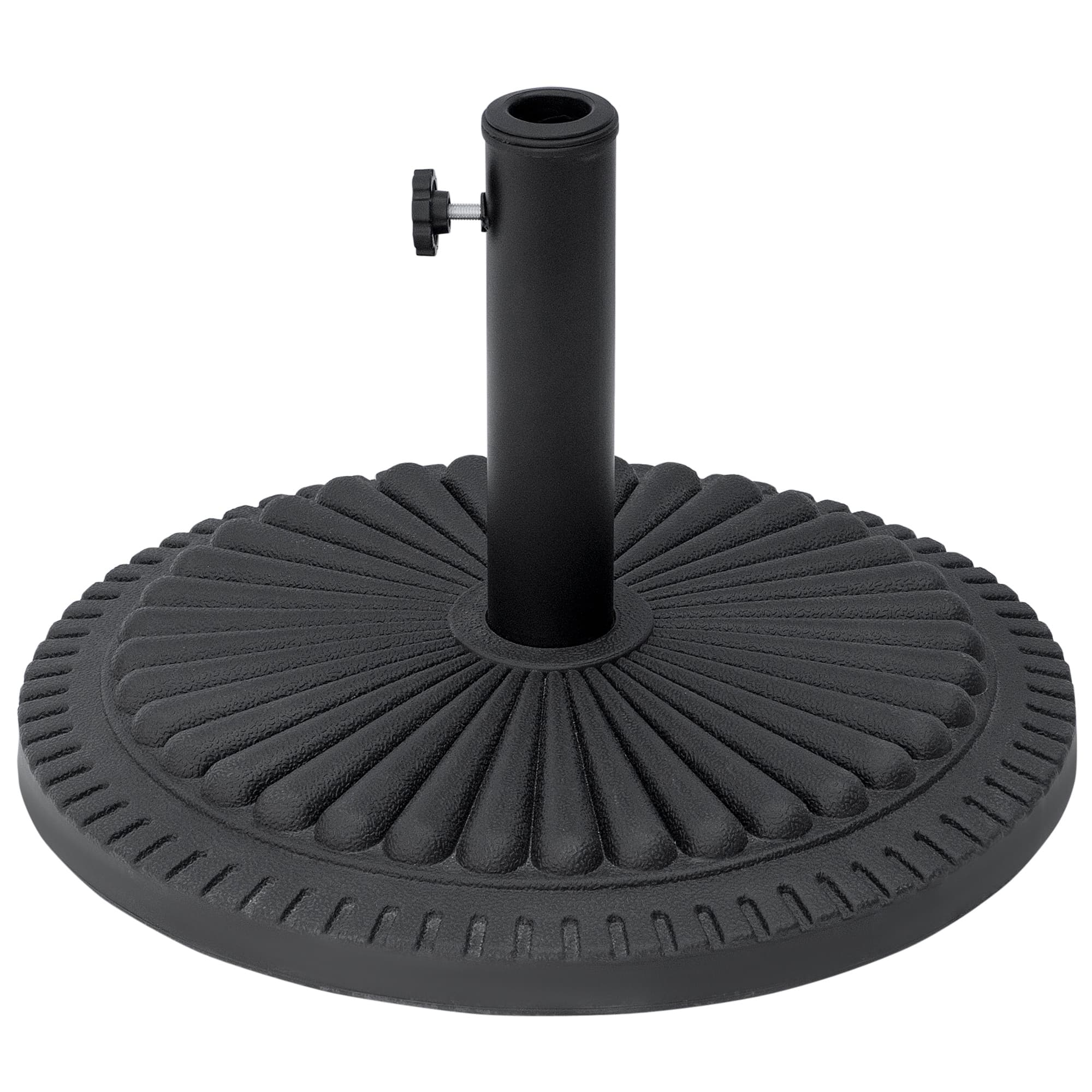 Outsunny Garden 15kg Round Parasol Base Cement Outdoor Umbrella Weight Stand Black | Aosom UK