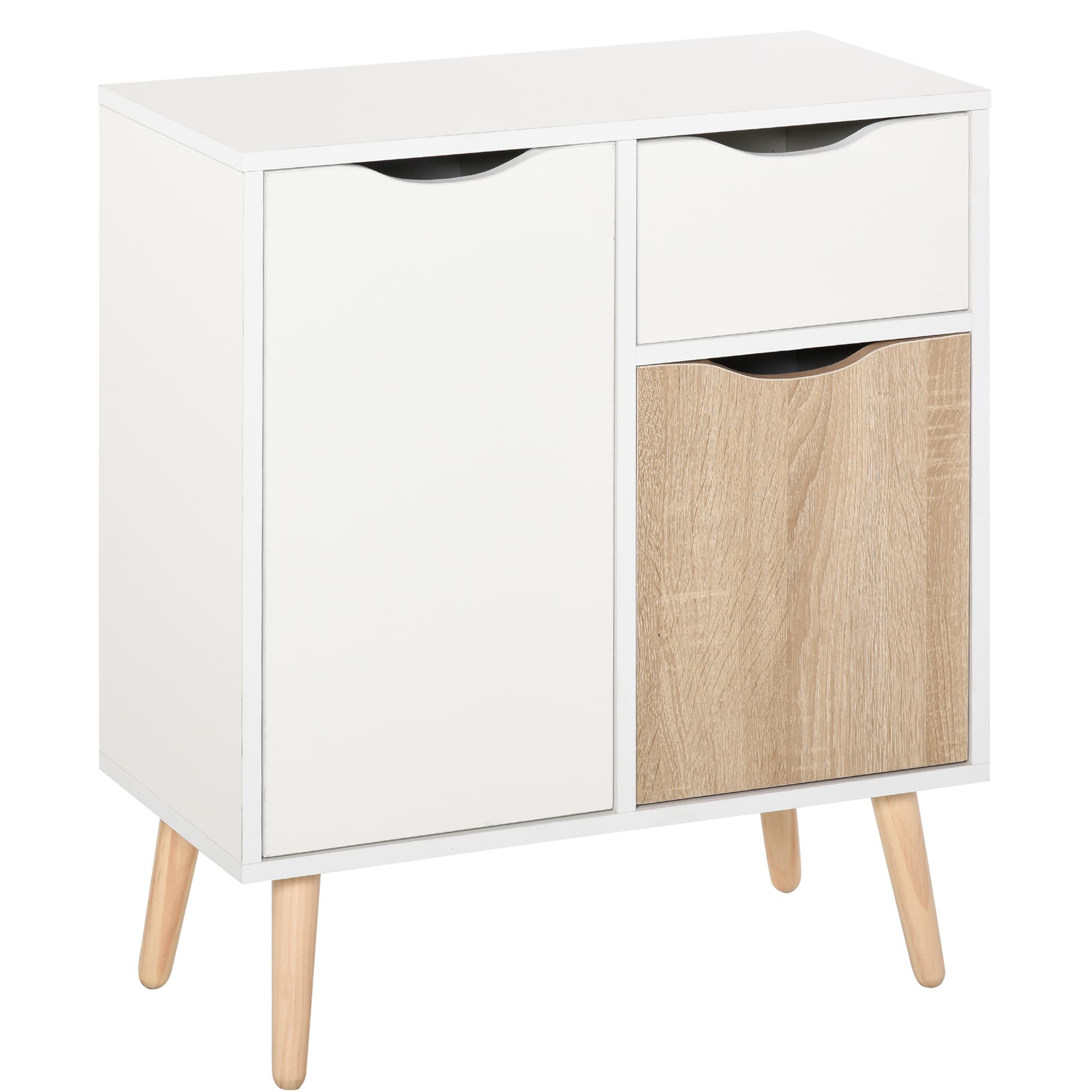 HOMCOM Floor Cabinet Storage Cupboard Sideboard with Drawer for Bedroom, Living Room, Entryway, Natural | Aosom UK