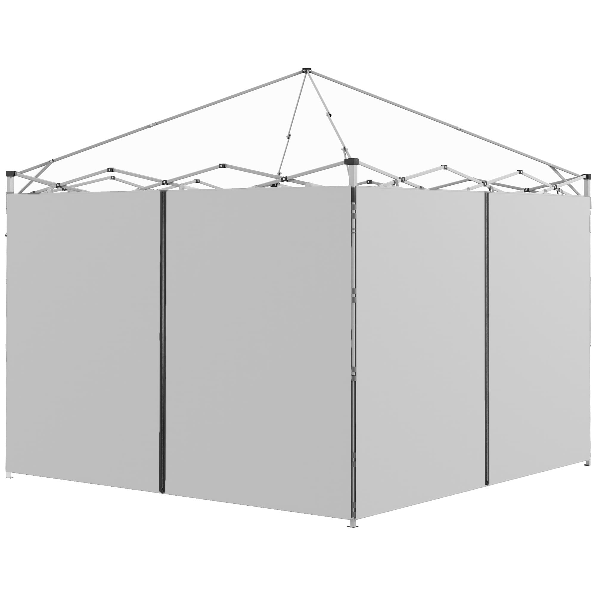 Outsunny Gazebo Side Panels, 2 Pack Sides Replacement, for 3x3(m) or 3x6m Pop Up Gazebo, with Zipped Doors, Light Grey