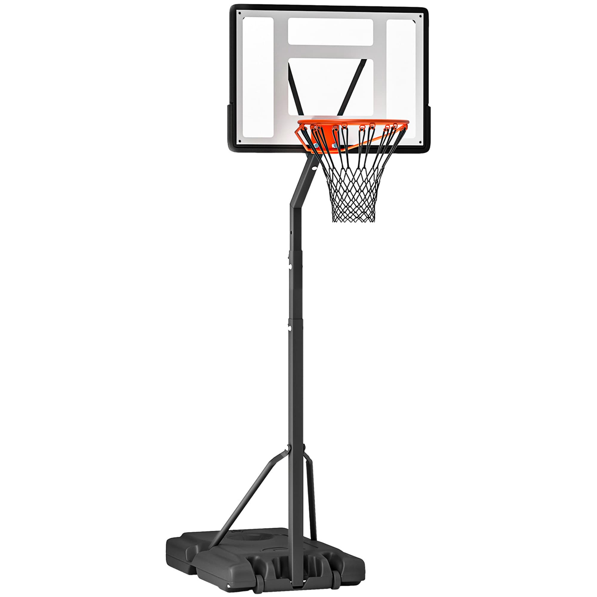 HOMCOM Adjustable Basketball Hoop Stand, Freestanding with Backboard & Wheels, 255-305cm, Black | Aosom UK