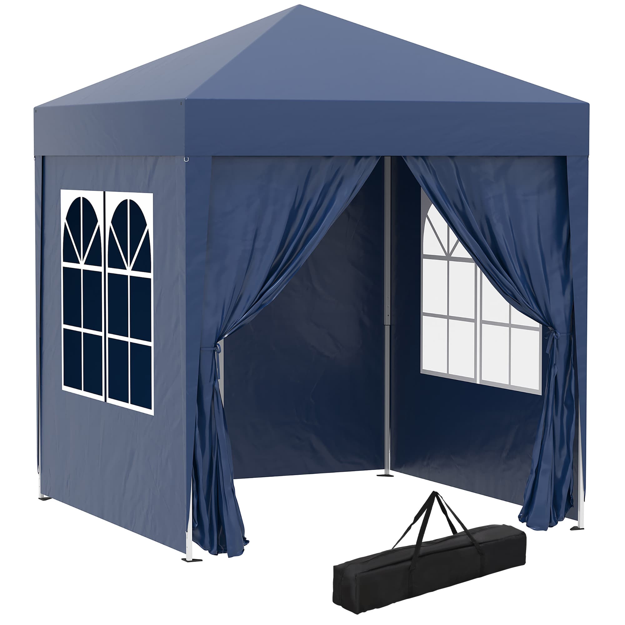 Outsunny 2 x 2m Waterproof Gazebo, Gazebo with Sides, Lightweight Marquee with Removable Walls, Party Tent Canopy with Carry Bag, Blue | Aosom UK