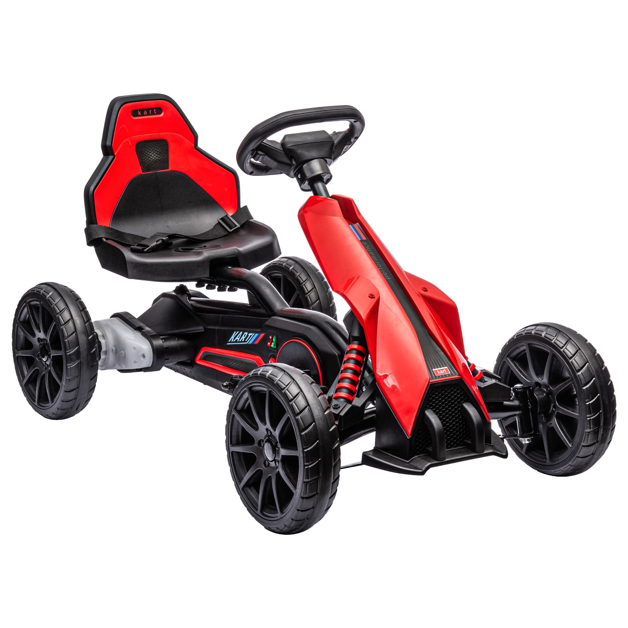 HOMCOM 12V Electric Go Kart for Kids, Ride-On Racing Go Kart w/ Forward Reversing, Rechargeable Battery, 2 Speeds, for Kids Aged 3-8, Red