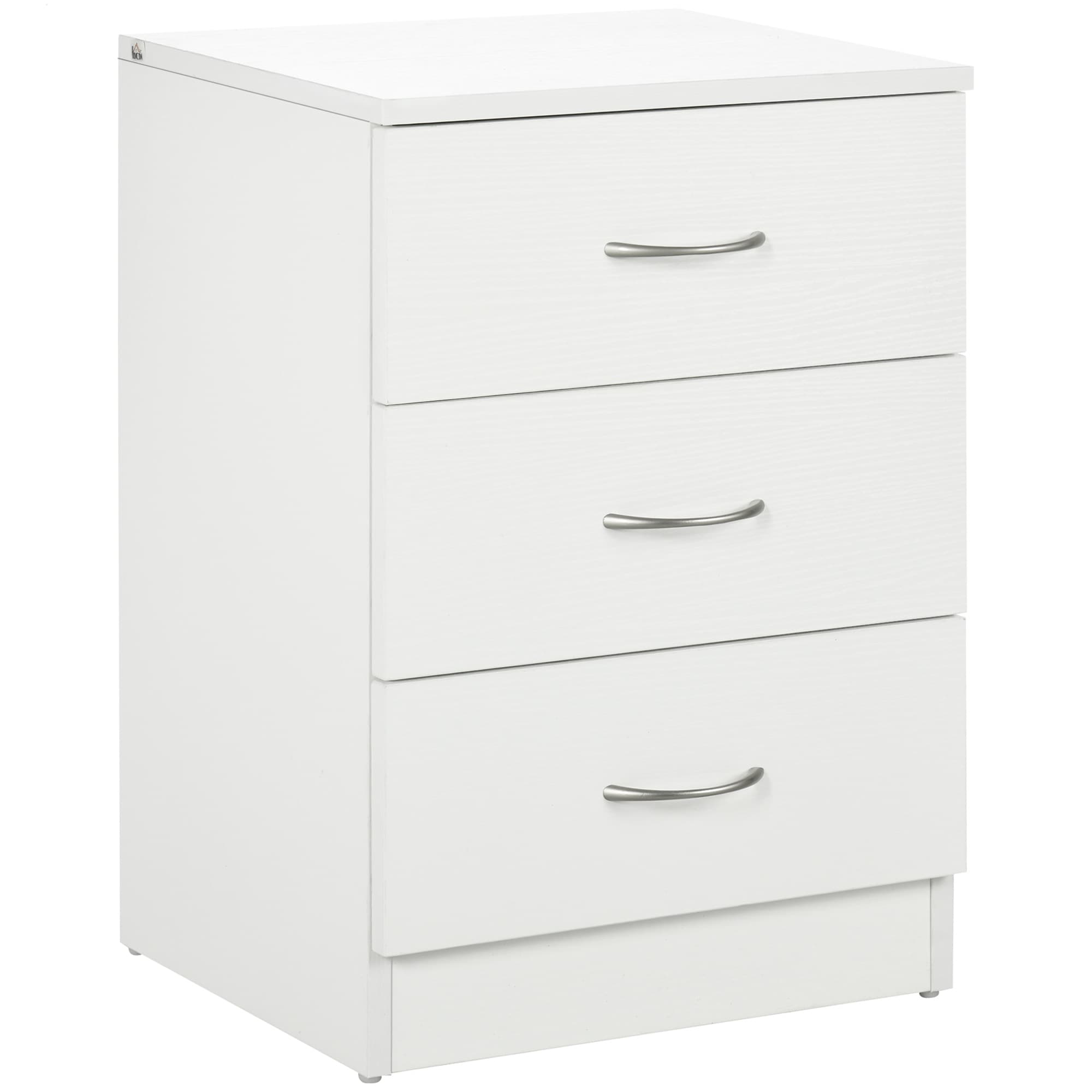 HOMCOM Three-Drawer Simple Bedside Table - White | Aosom UK