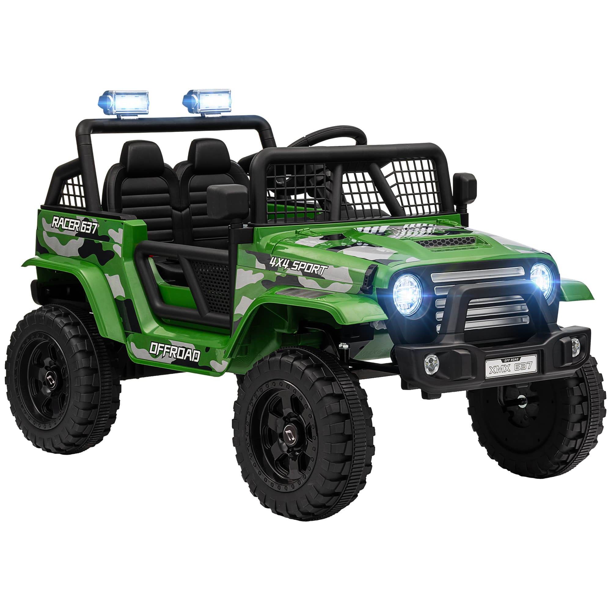 AIYAPLAY 12V Battery Powered Kids Ride On Car, Electric Truck w/ Spring Suspension, Remote, Music Horn Lights - Green | Aosom UK