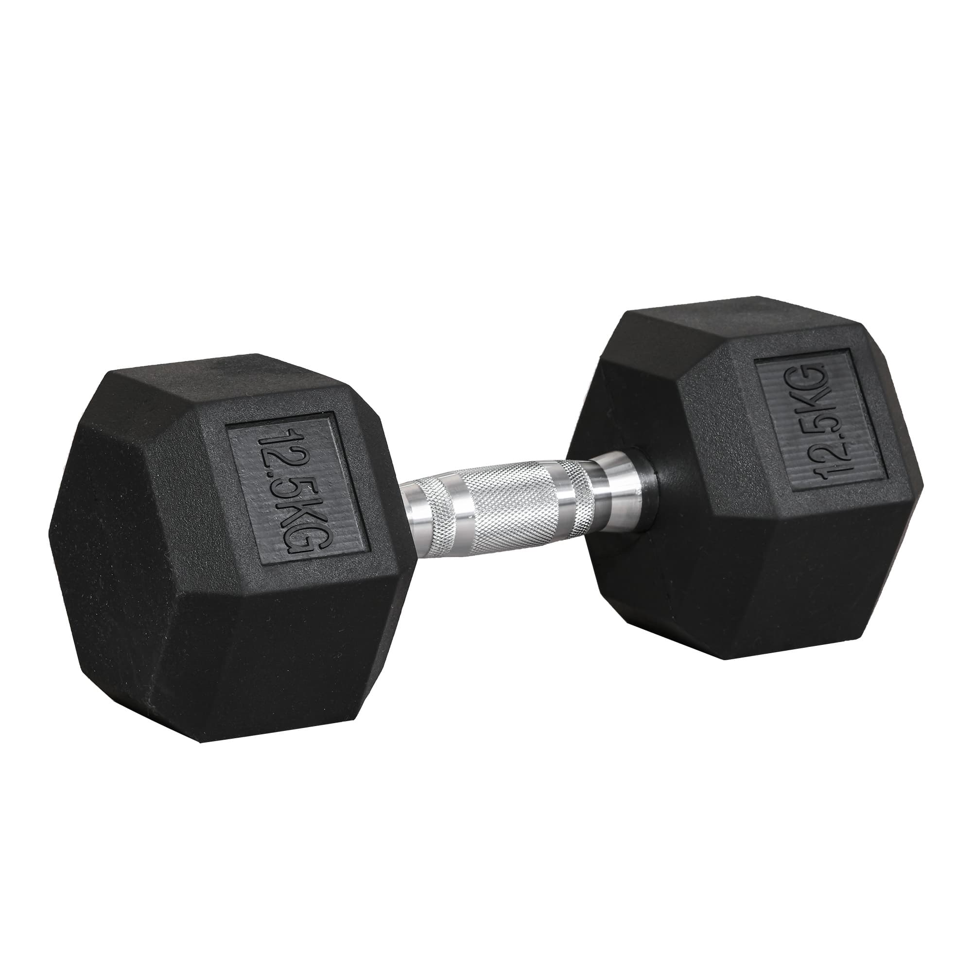 HOMCOM Hex Dumbbell 12.5KG Single Hex Rubber Dumbbell, Great for Every Fitness Fanatic, Helps Build Muscles, Black | Aosom UK