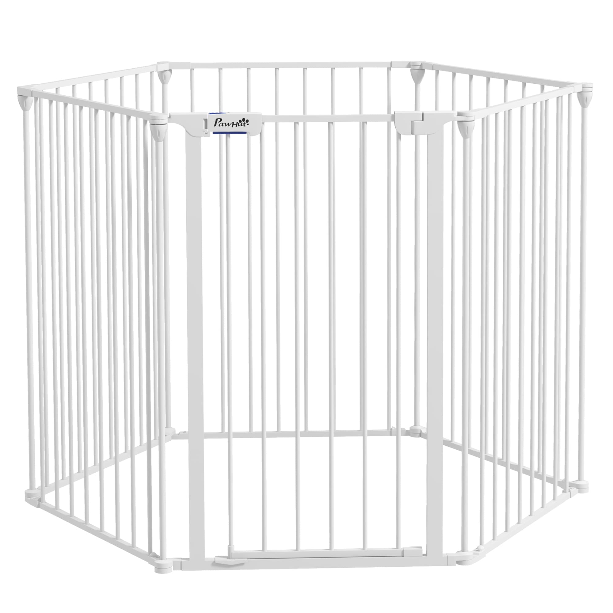 PawHut Foldable Metal Dog Playpen, Rabbit Run Pet Crate Fence with Door, Indoor and Outdoor Use, 90H x 123L x 102W cm, White | Aosom UK