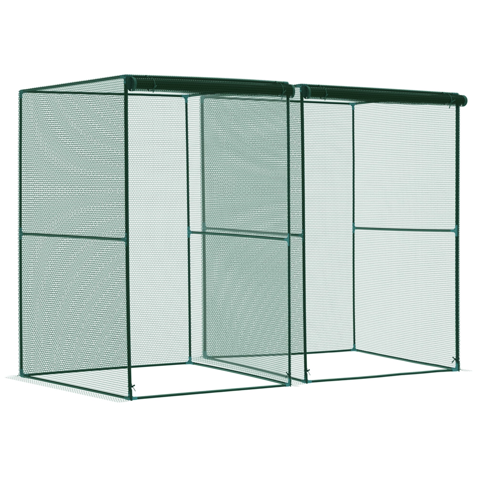 Outsunny Set of 2 Fruit Cage Bird Netting, Vegetable Plant Protection Tent with Zipped Door, Anti Bird, Insects, 1.2 x 1.2 x 1.8m, Dark Green