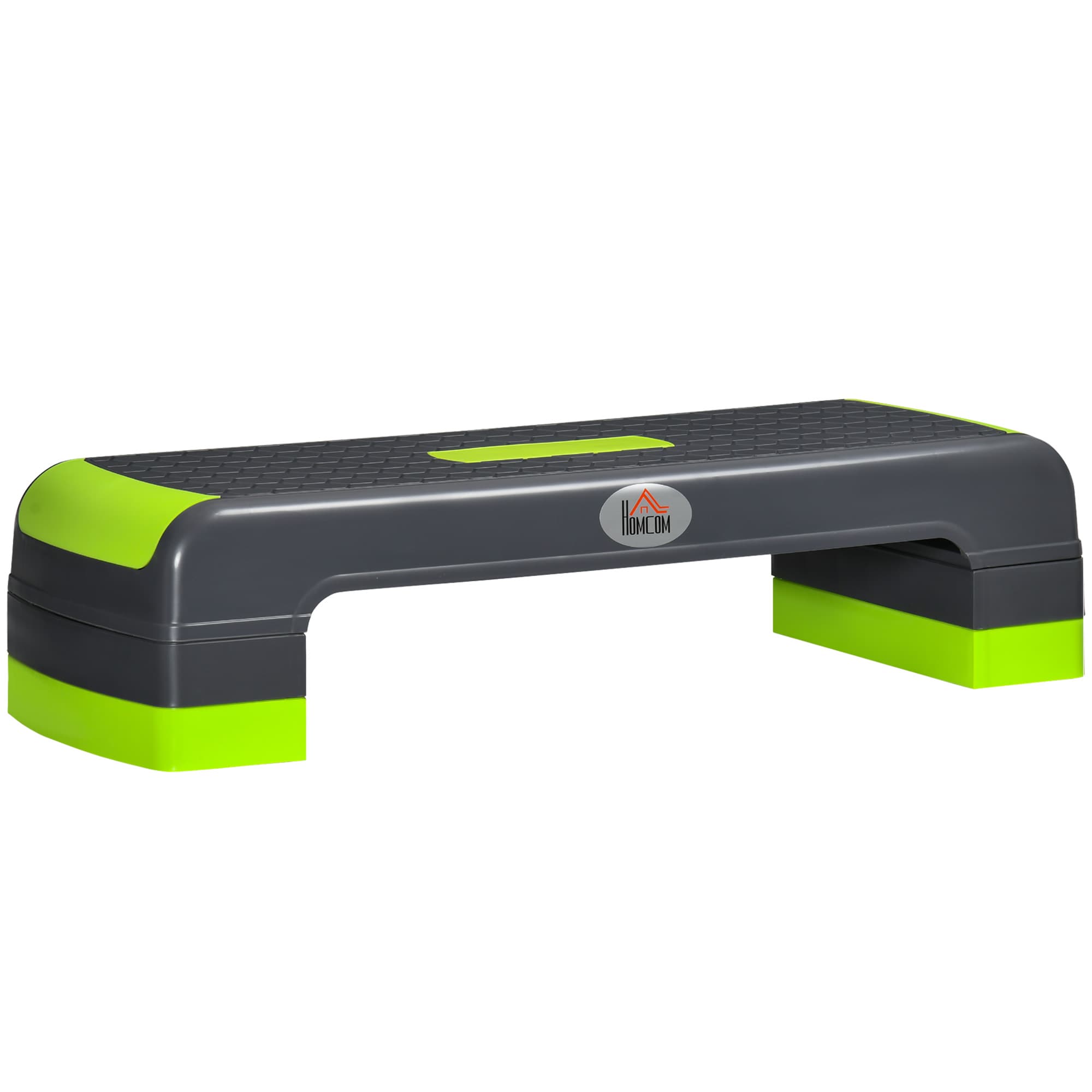 HOMCOM Aerobic Step with 3-Level Adjustable Heights for Home, Office Exercise, Grey and Green | Aosom UK