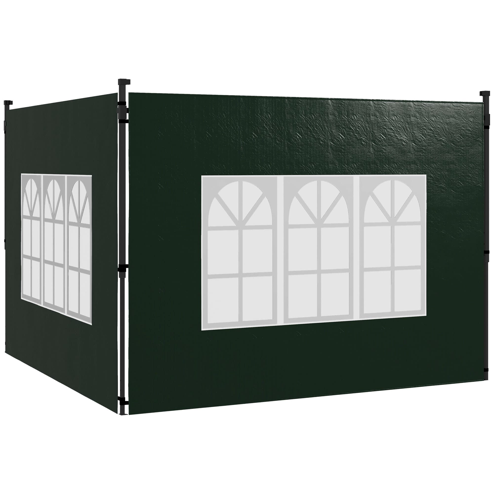 Outsunny Gazebo Side Panels, Sides Replacement with Window for 3x3(m) or 3x6m Gazebo Canopy, 2 Pack, Green