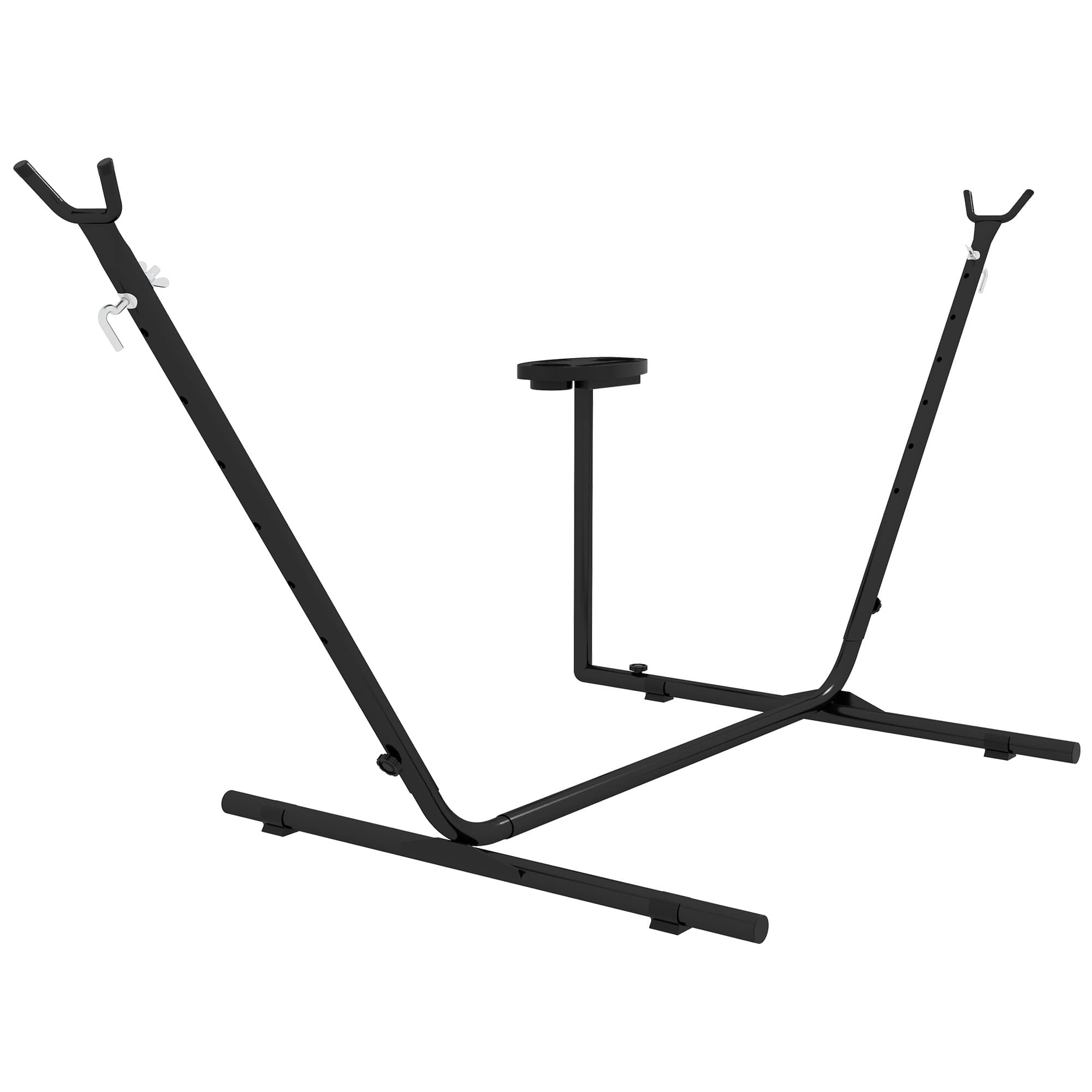 Outsunny 9.4ft Hammock Stand with Side Tray Stand, Steel Frame Hammock Net Stand, for String-style, Brazilian-style, Flat-style, Rope-style
