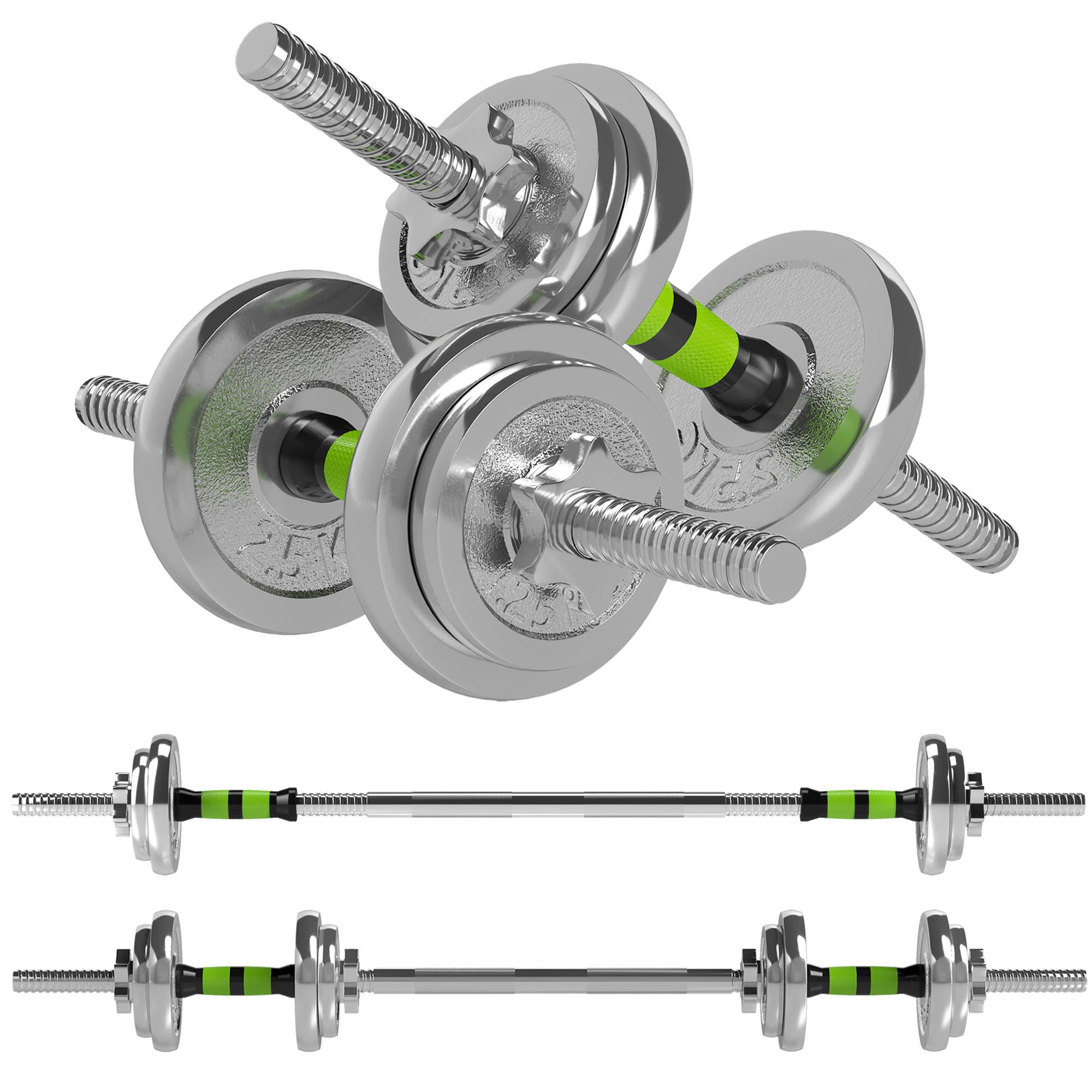 SPORTNOW 20kg Adjustable Weights Dumbbells Set, 2-in-1 Dumbbells and Barbell with Non-slip Handle for Weight Lifting | Aosom UK