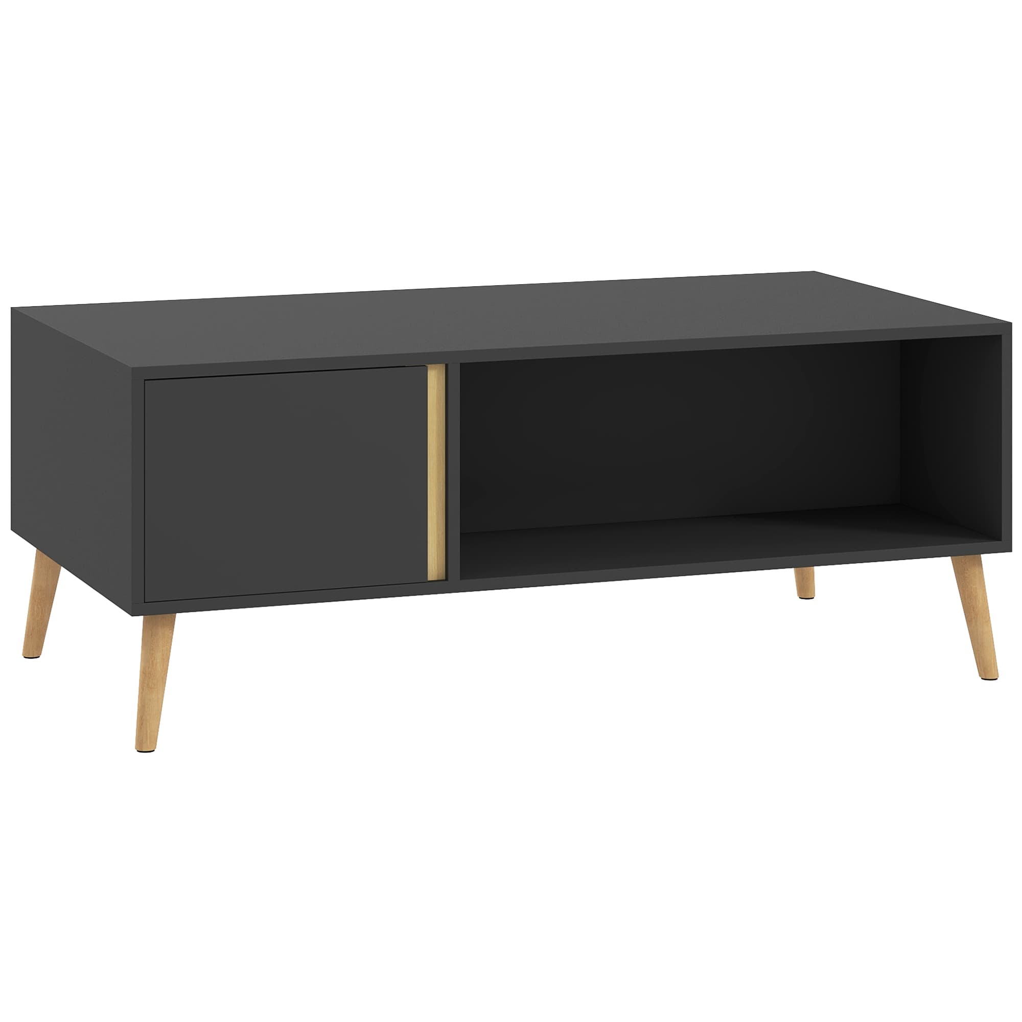 HOMCOM Coffee Table for Living Room, Modern Centre Table w/ Storage Compartments and Cabinets, Rectangular Side Table, 115x 58x 45cm, Grey | Aosom UK