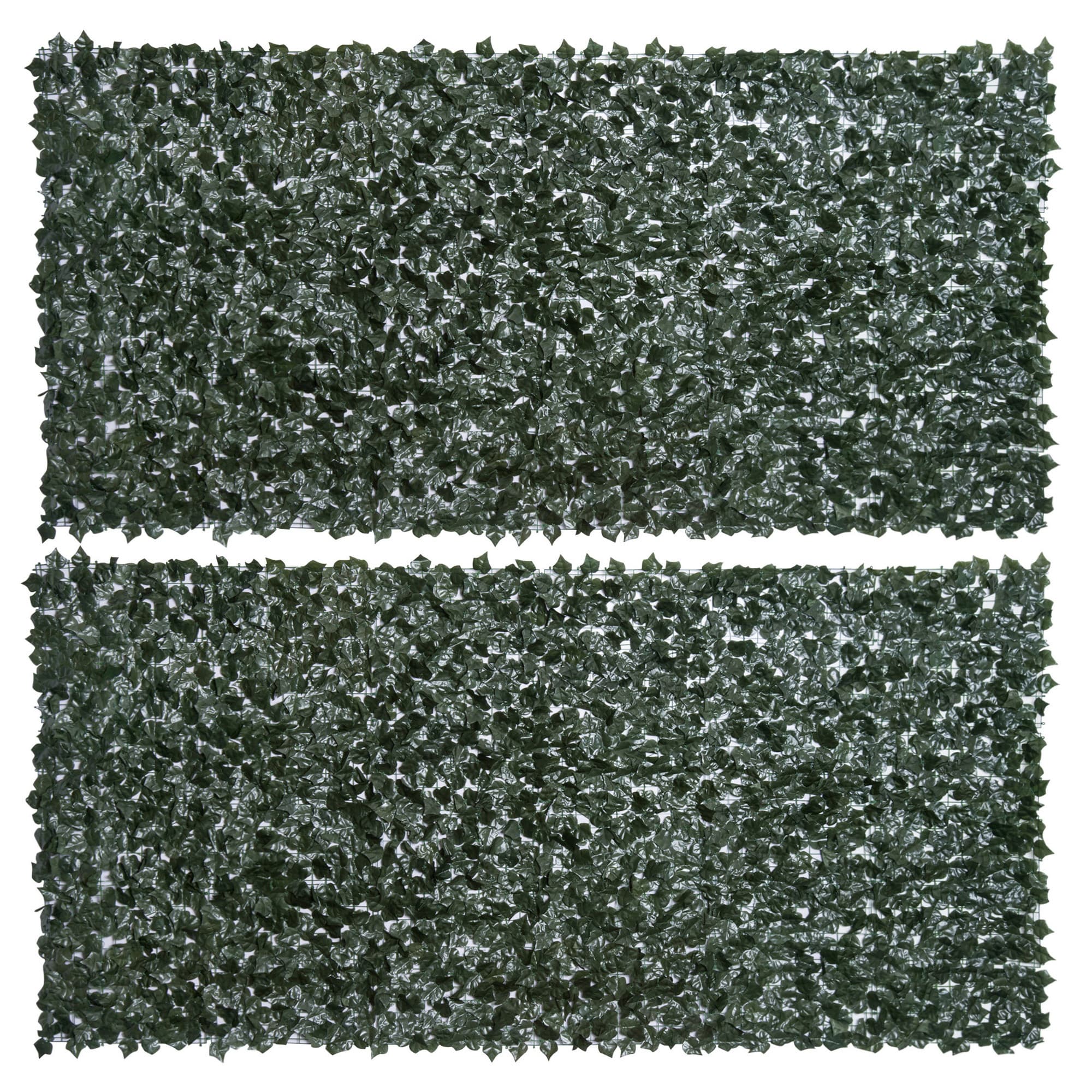 Outsunny Artificial Hedge Screen: Set of Two Dark Green Leaf Panels for Garden & Indoor Privacy, 3 x 1.5 m