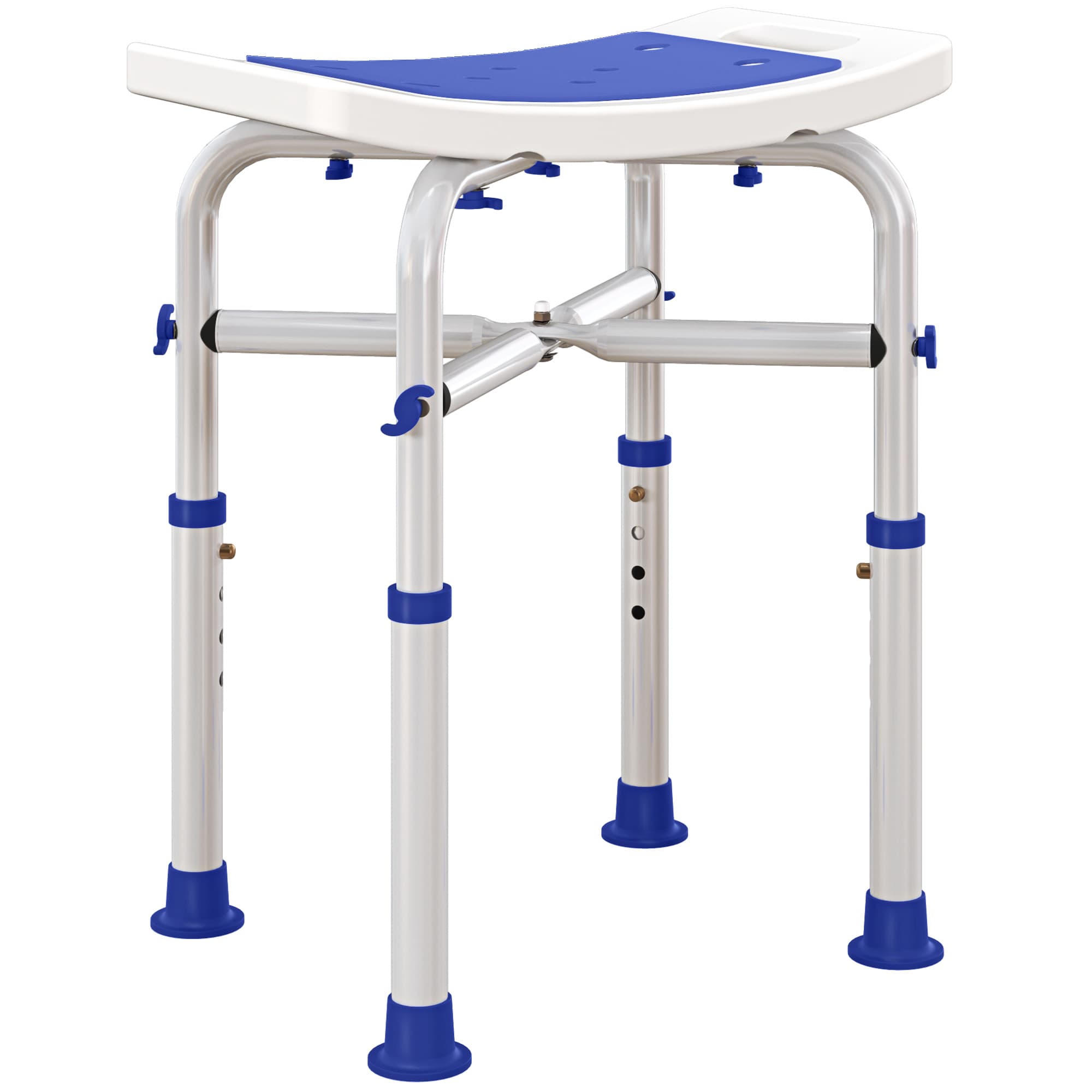 HOMCOM 44-51.5cm Aluminium Frame Shower/Bath Stool - White | Aosom UK