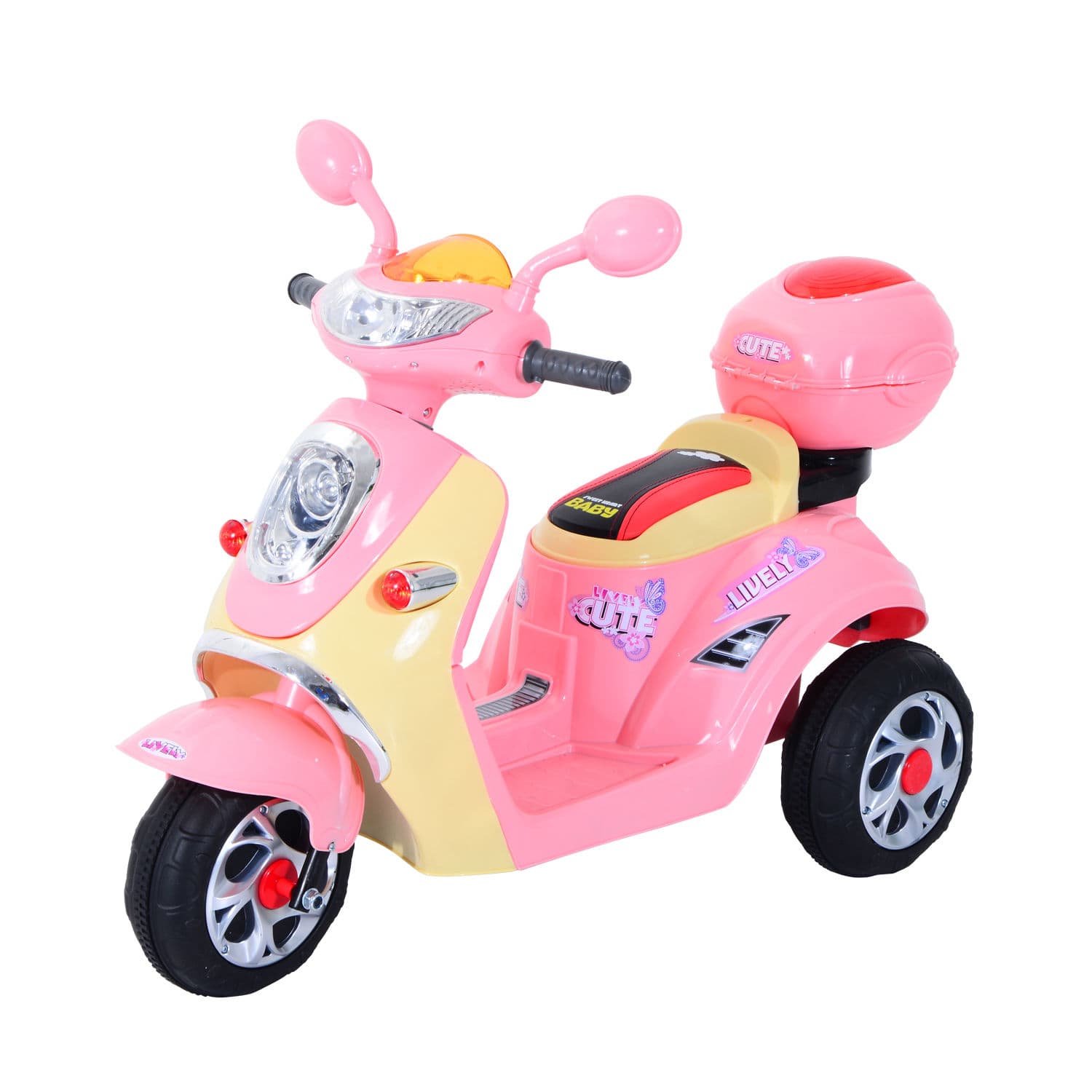 HOMCOM Toy Motorbike Plastic Music Playing Electric Ride-On Motorbike w/ Lights Pink | Aosom UK