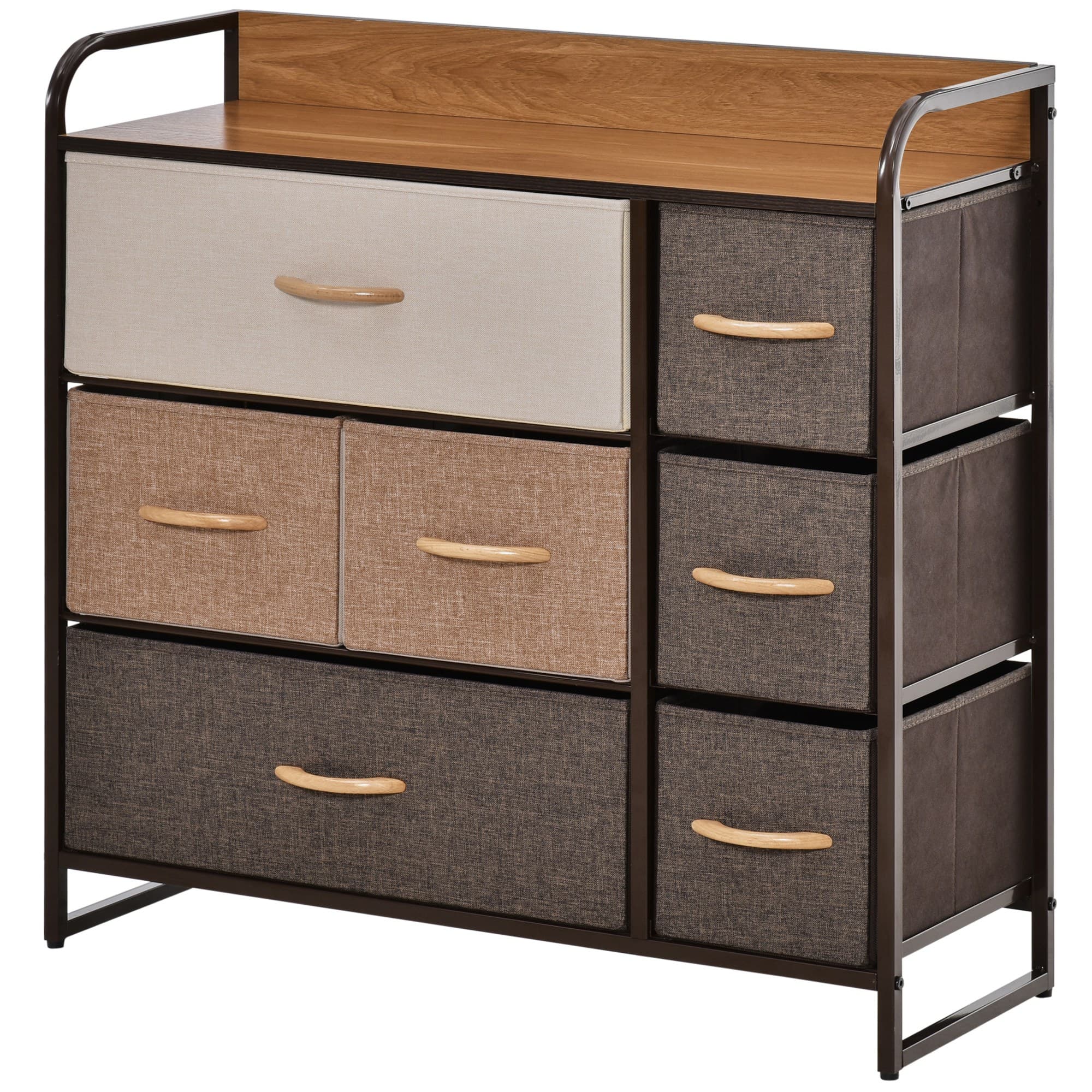 HOMCOM Dresser Fabric Drawers w/ 4 Linen-Feel Foldable Drawers & Metal Frame for Storage in Dining & Living Room, Bedroom, Multicoloured | Aosom UK thumbnail 2