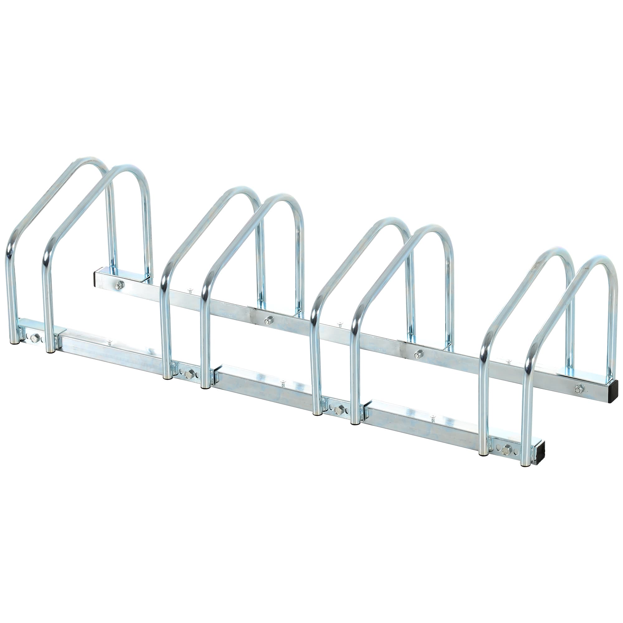 HOMCOM Bicycle Parking Stand, Floor or Wall Mounted Bike Rack, Cycle Storage with Locking Feature, 4 Racks, Silver | Aosom UK
