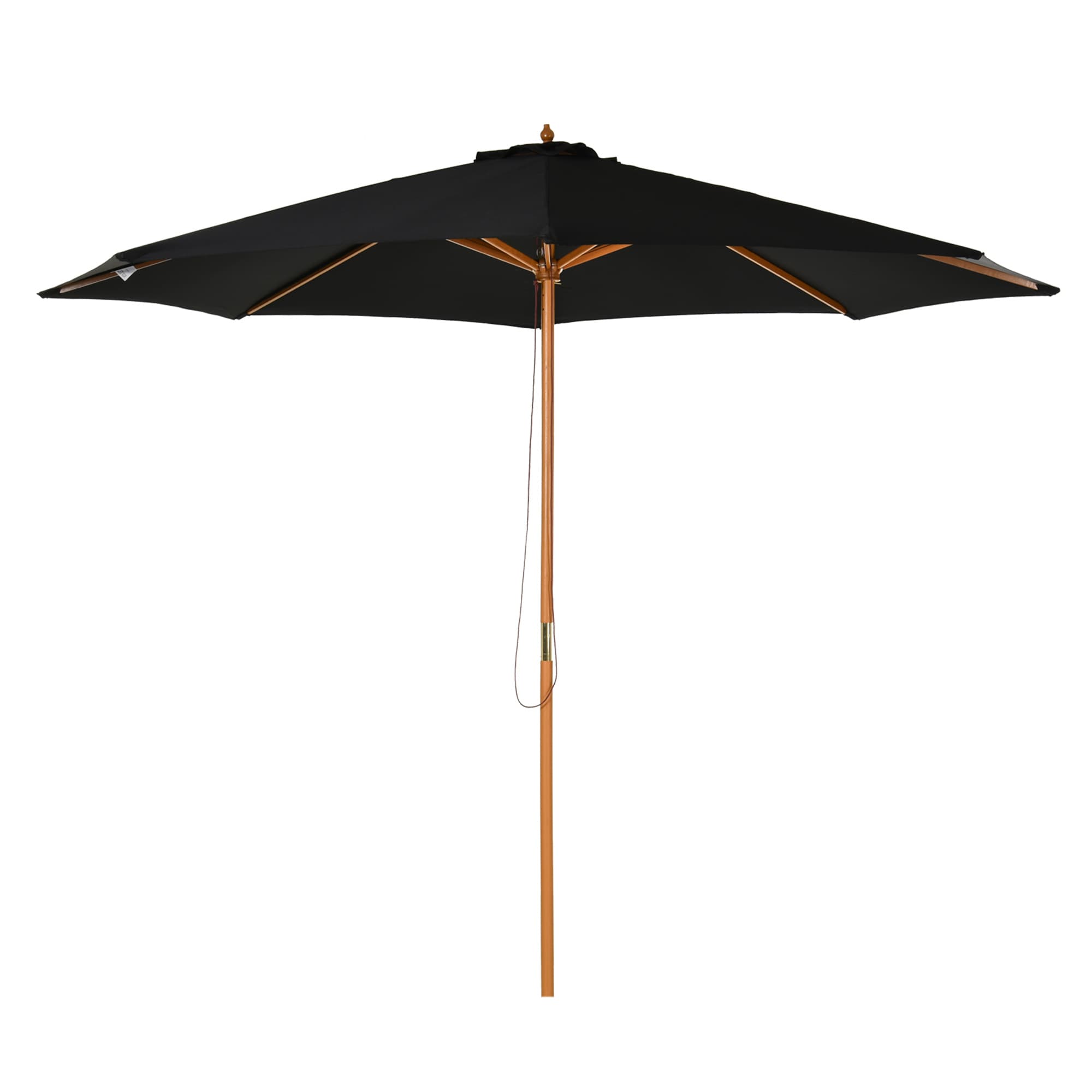 Outsunny Bamboo Style Garden Parasol, 閳扁偓3m Outdoor Patio Umbrella with 8 Ribs Sunshade Canopy, Black | Aosom UK