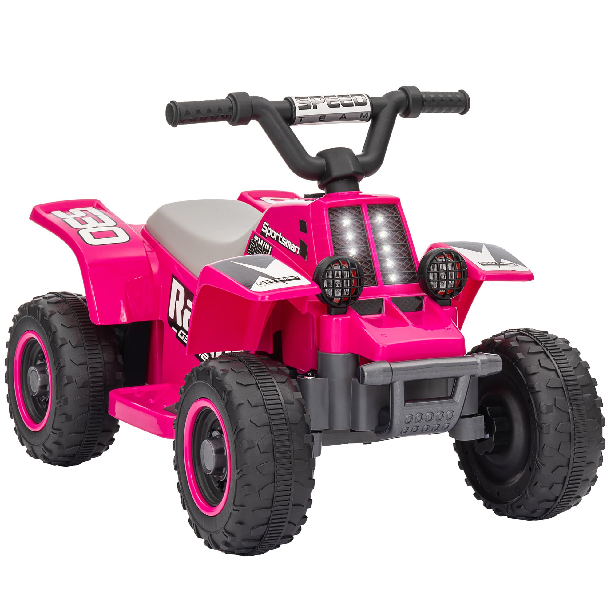 AIYAPLAY 6V Electric Quad Bike for Kids, Ride On ATV w/ Forward Backward, Headlights, for 18-36 Months - Pink | Aosom UK