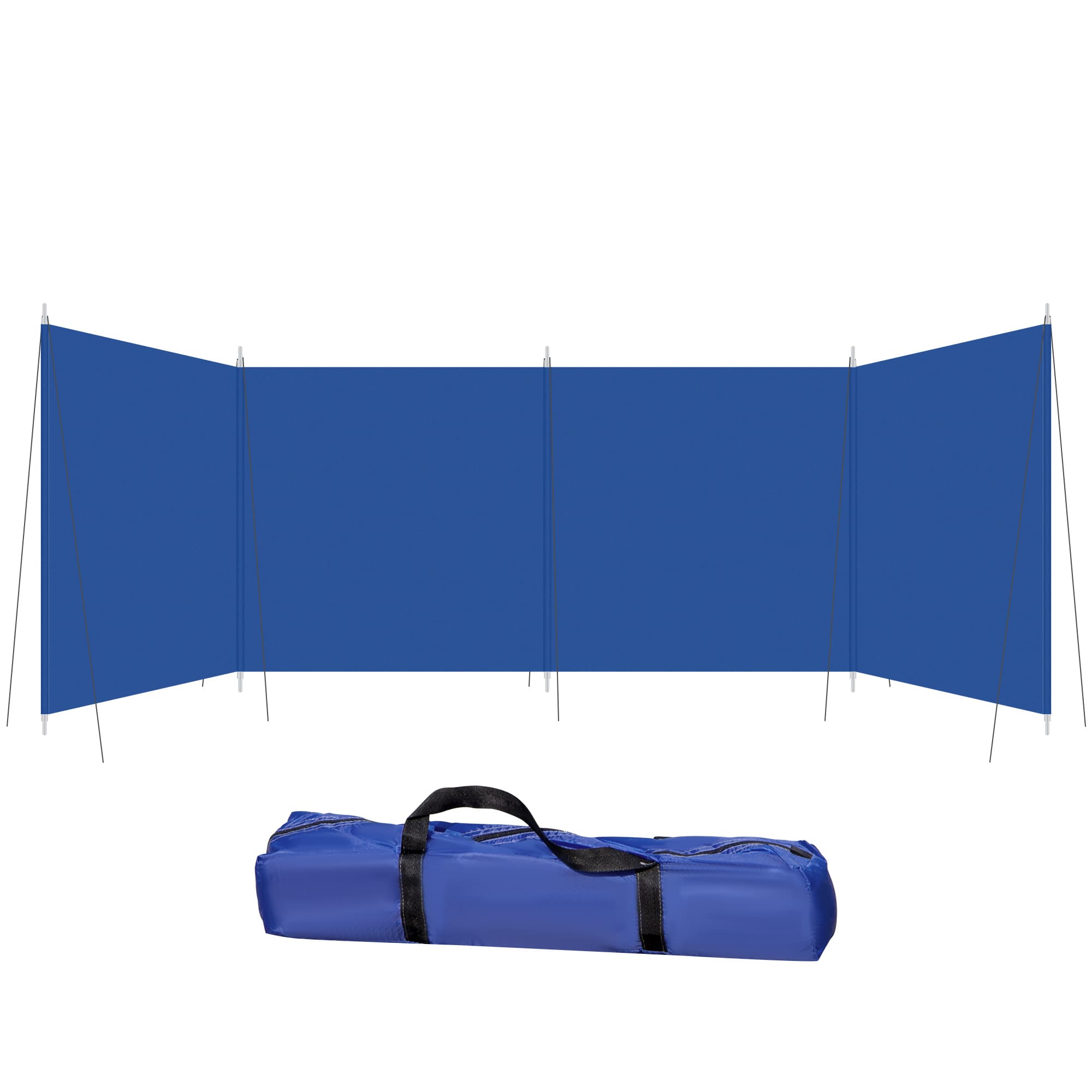 Outsunny Beach Windbreak: Portable Folding Privacy Screen with Carry Bag, Steel Framed Sun Shelter, 620cm x 150cm | Aosom UK