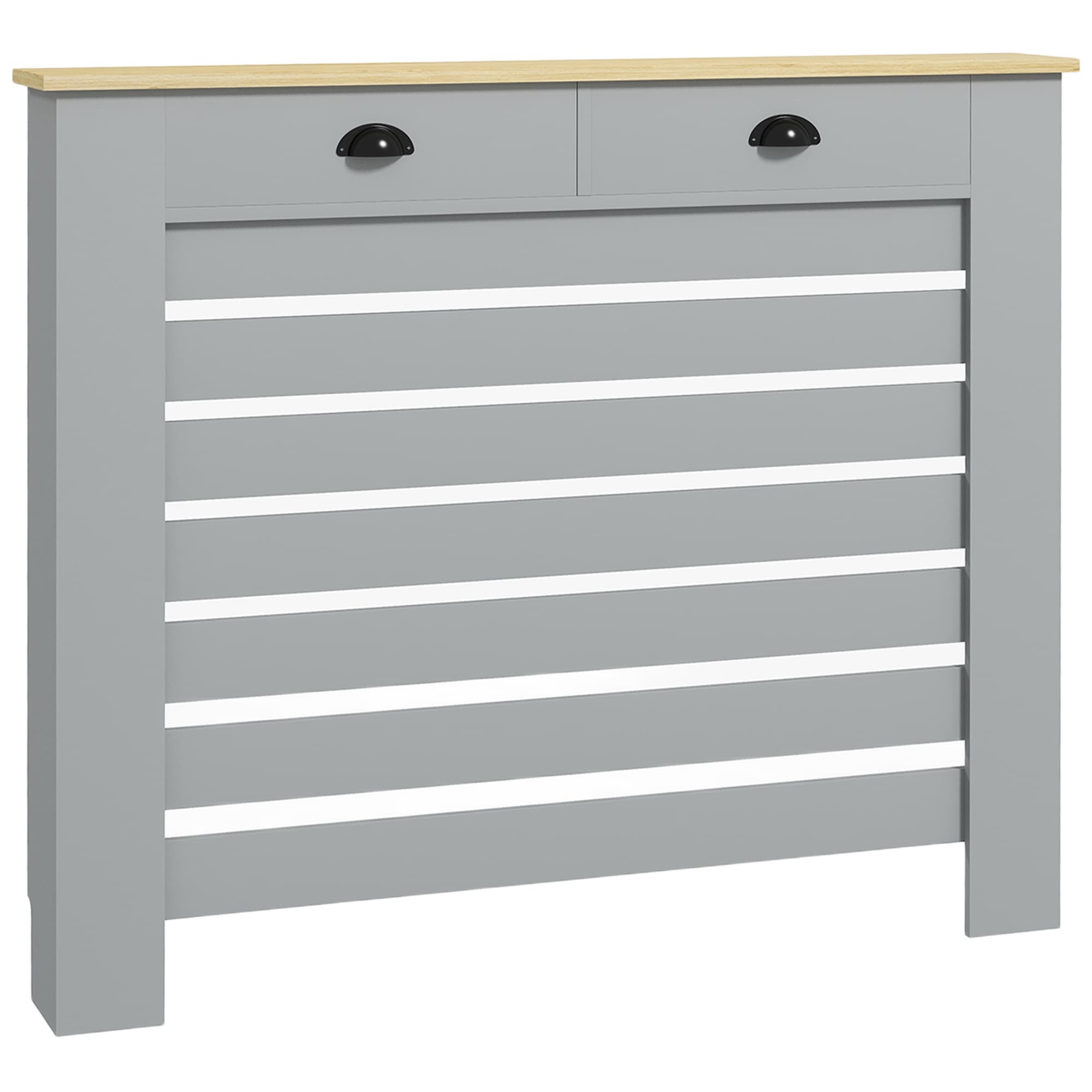 HOMCOM 95.5H x 111Wcm Radiator Cover, with Drawer - Grey | Aosom UK