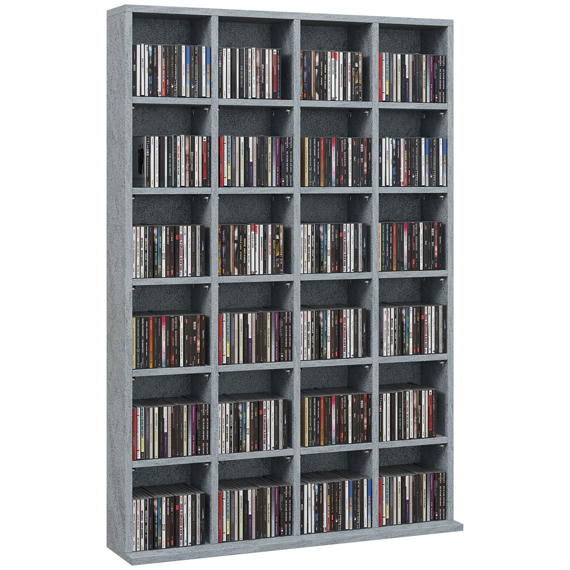HOMCOM CD Display Shelf with Adjustable Shelves, Multi-functional Media Organizers, Suitable for Storing CDs, DVDs, Blu-rays, 89 x 130.5 cm, Cement Grey | Aosom UK