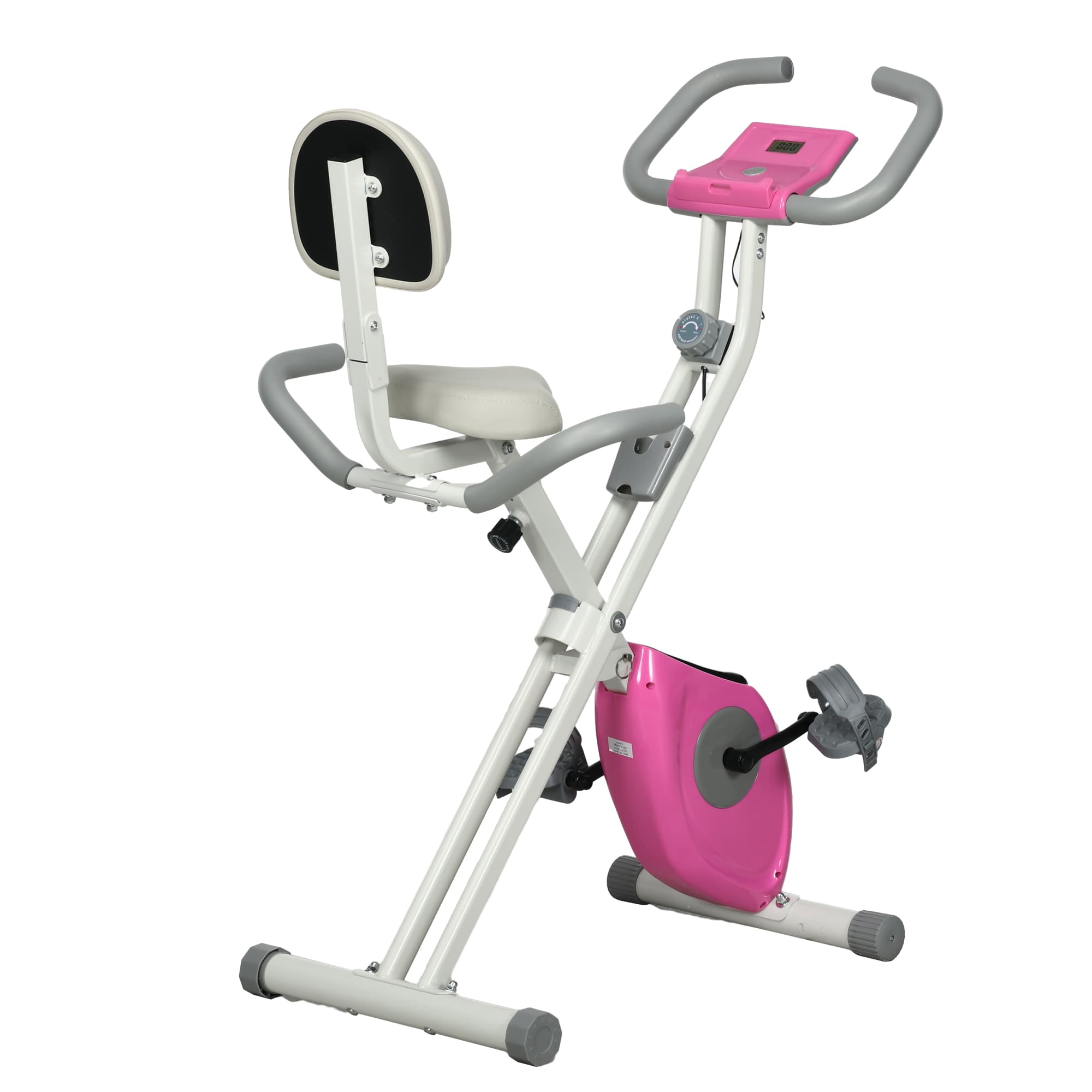 HOMCOM Folding Exercise Bike, 8 Level Magnetic Resistance Indoor Stationary Bike, Upright Adjustable Fitness Bike w/ Backrest Tablet Holder | Aosom UK