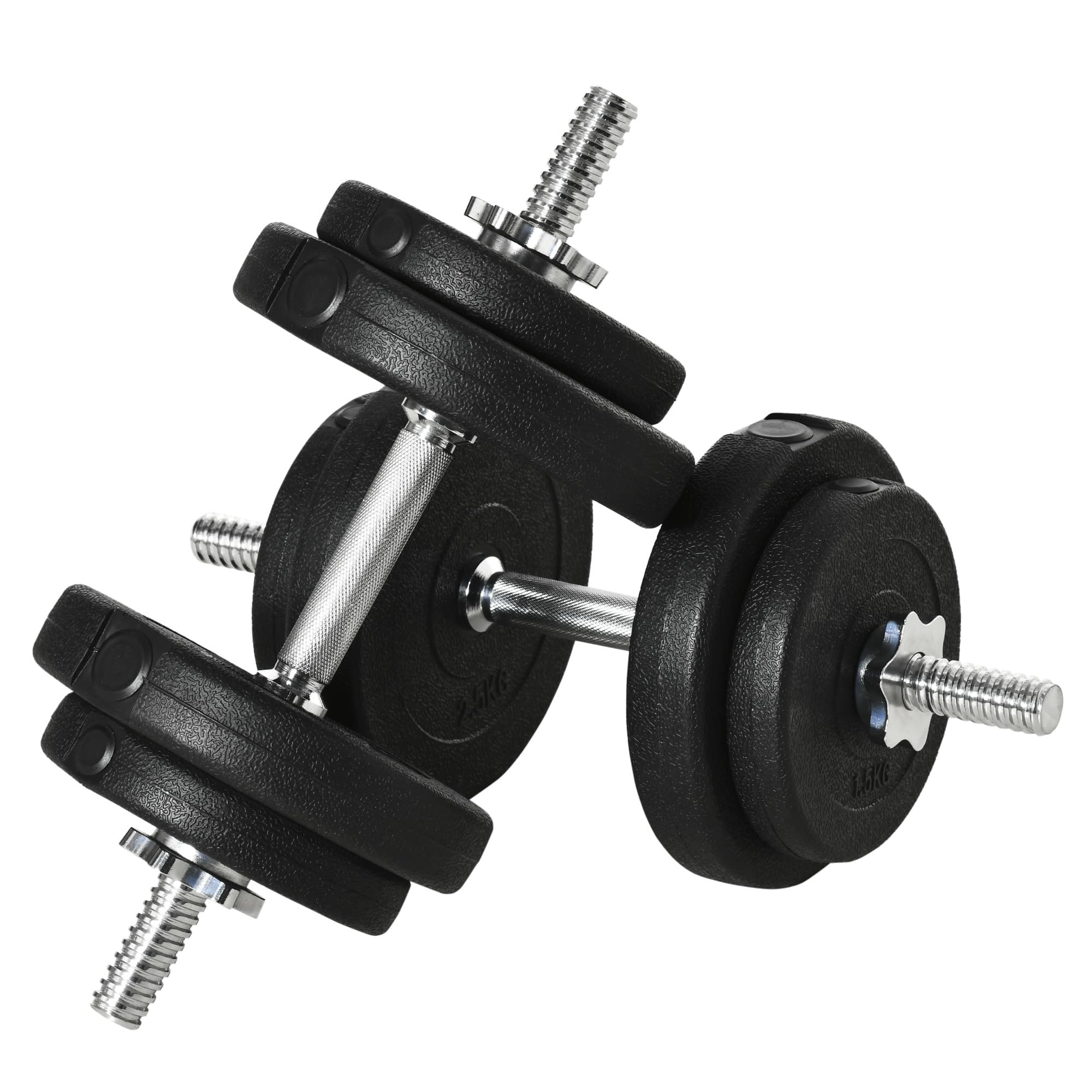 HOMCOM 20KG Adjustable Weights Dumbbells Set, Dumbbell Hand Weights for Home Office Gym Body Fitness Lifting Training, Black | Aosom UK