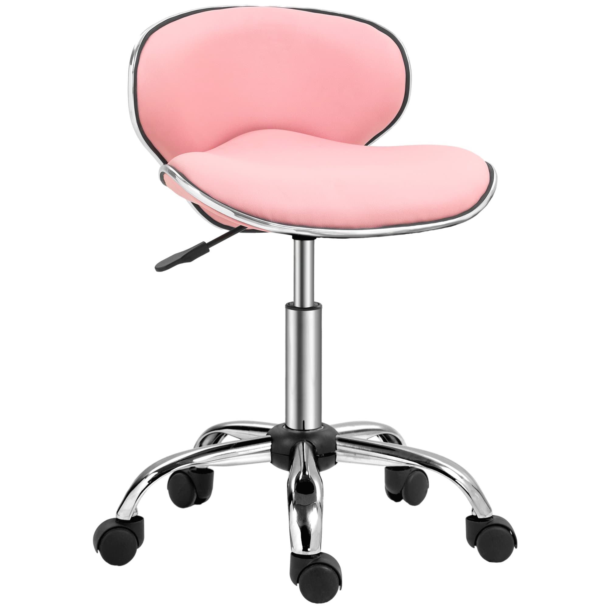 HOMCOM Adjustable Rolling Swivel Beauty Salon Chair, Stool for Spa, Pink | Aosom UK