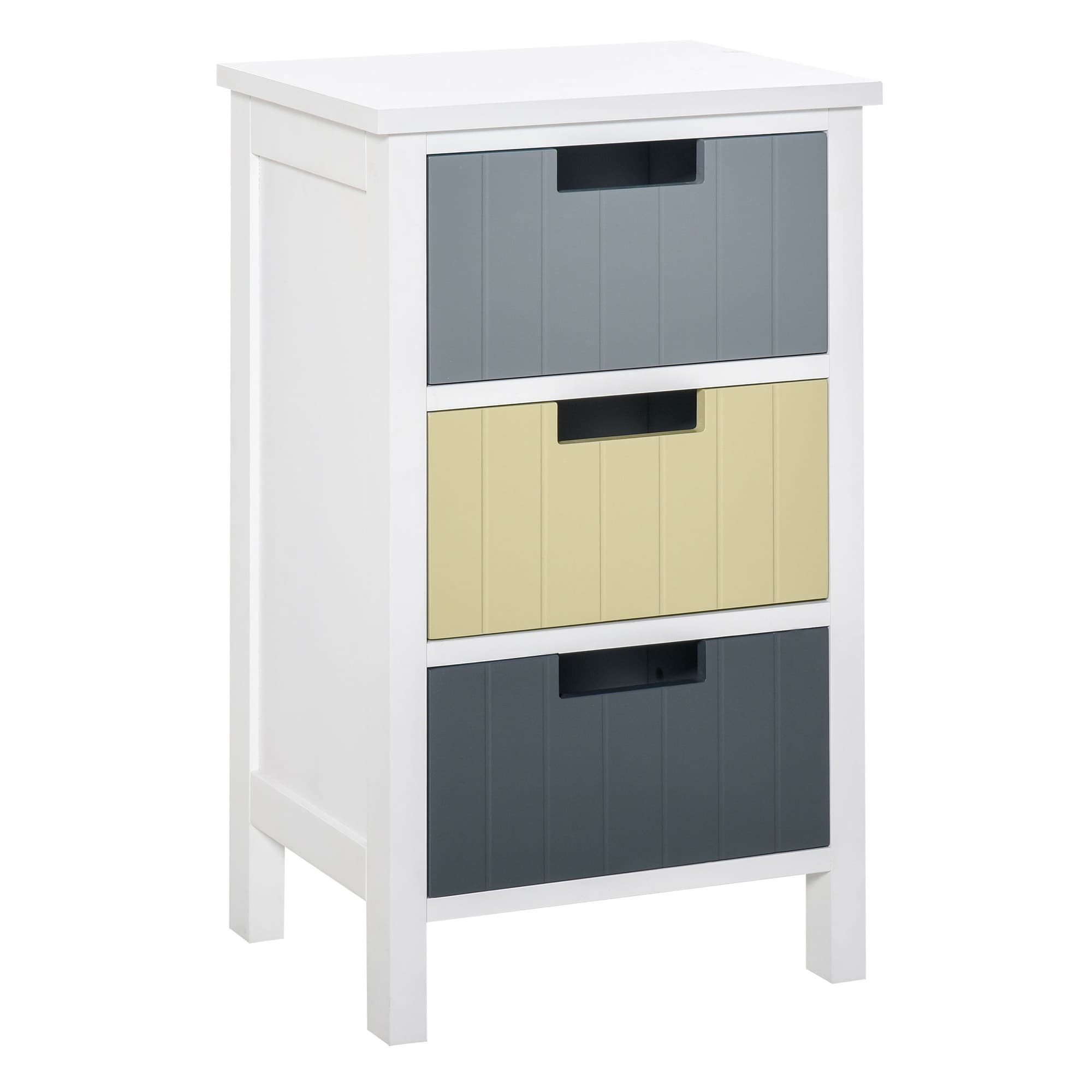 HOMCOM 3 Drawer Storage Tower, Wooden Top Dresser Chest, Organizer Unit for Bedroom, Nursery, Hallway | Aosom UK