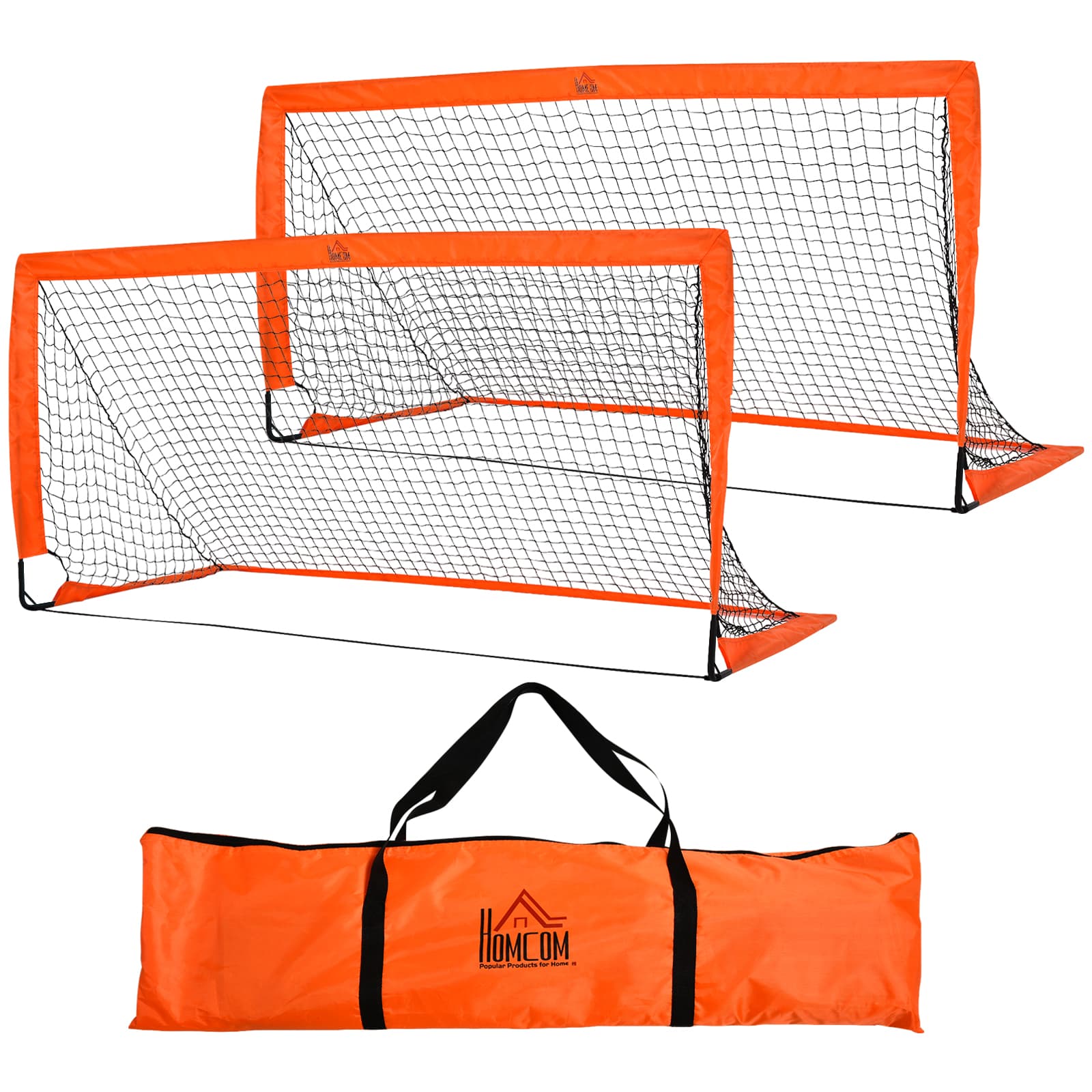 HOMCOM Outdoor Folding Football Goal, Tetoron Mesh, Orange, Ideal for Garden and Park Play | Aosom UK